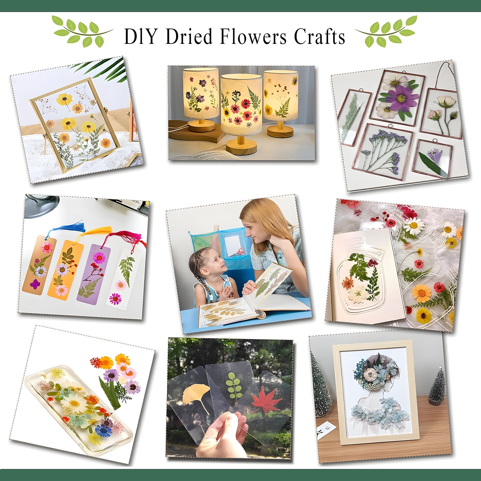 CandWuom Large Wooden Flower Press Kit, DIY Botanical Drying Craft Set for Bouquet Preservation (White, 11 in x 11 in) x2mbi
