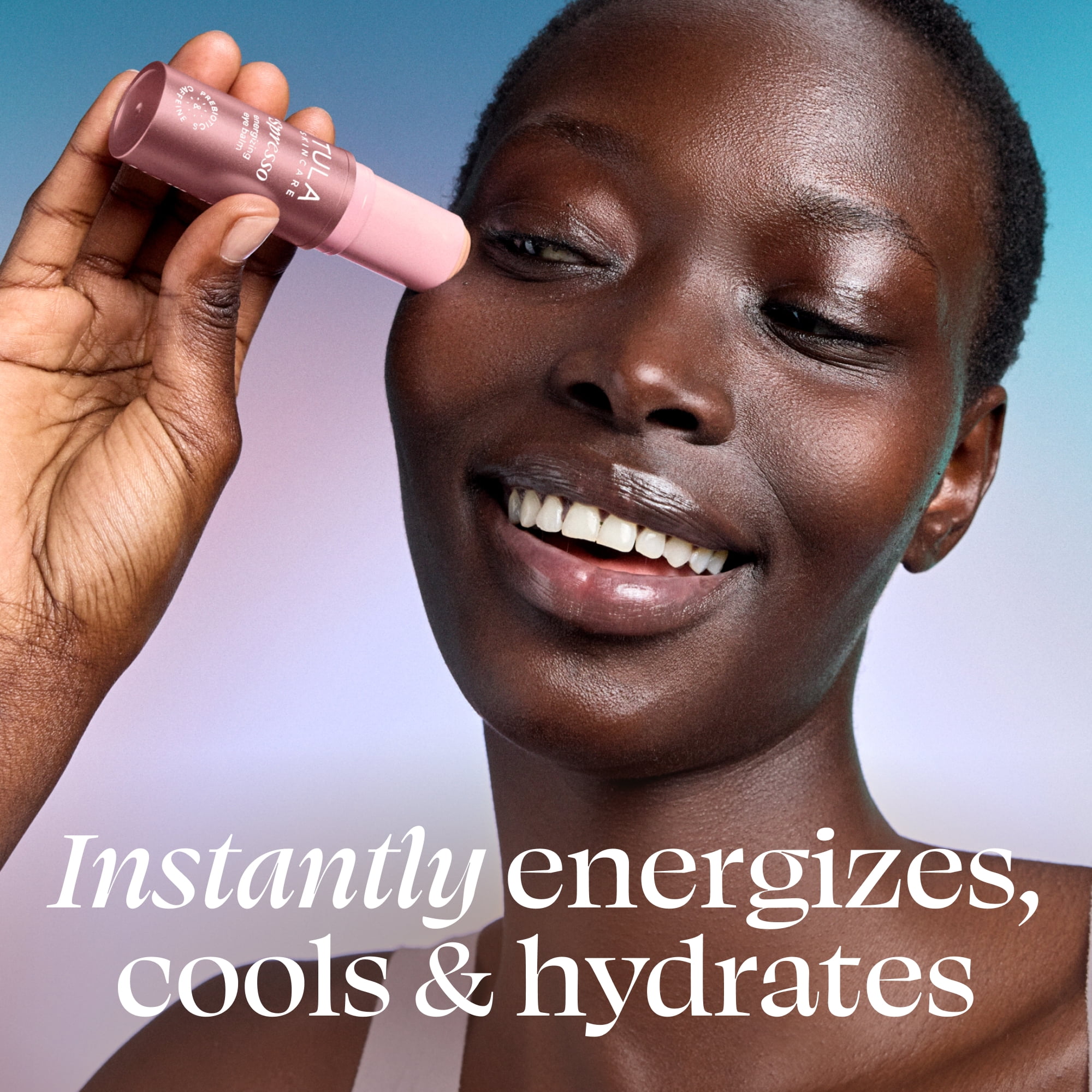 TULA Skin Care Spresso Energizing Eye Balm, Cooling Under Eye Treatment (Pink Rose, 0.35 oz) p6xzu