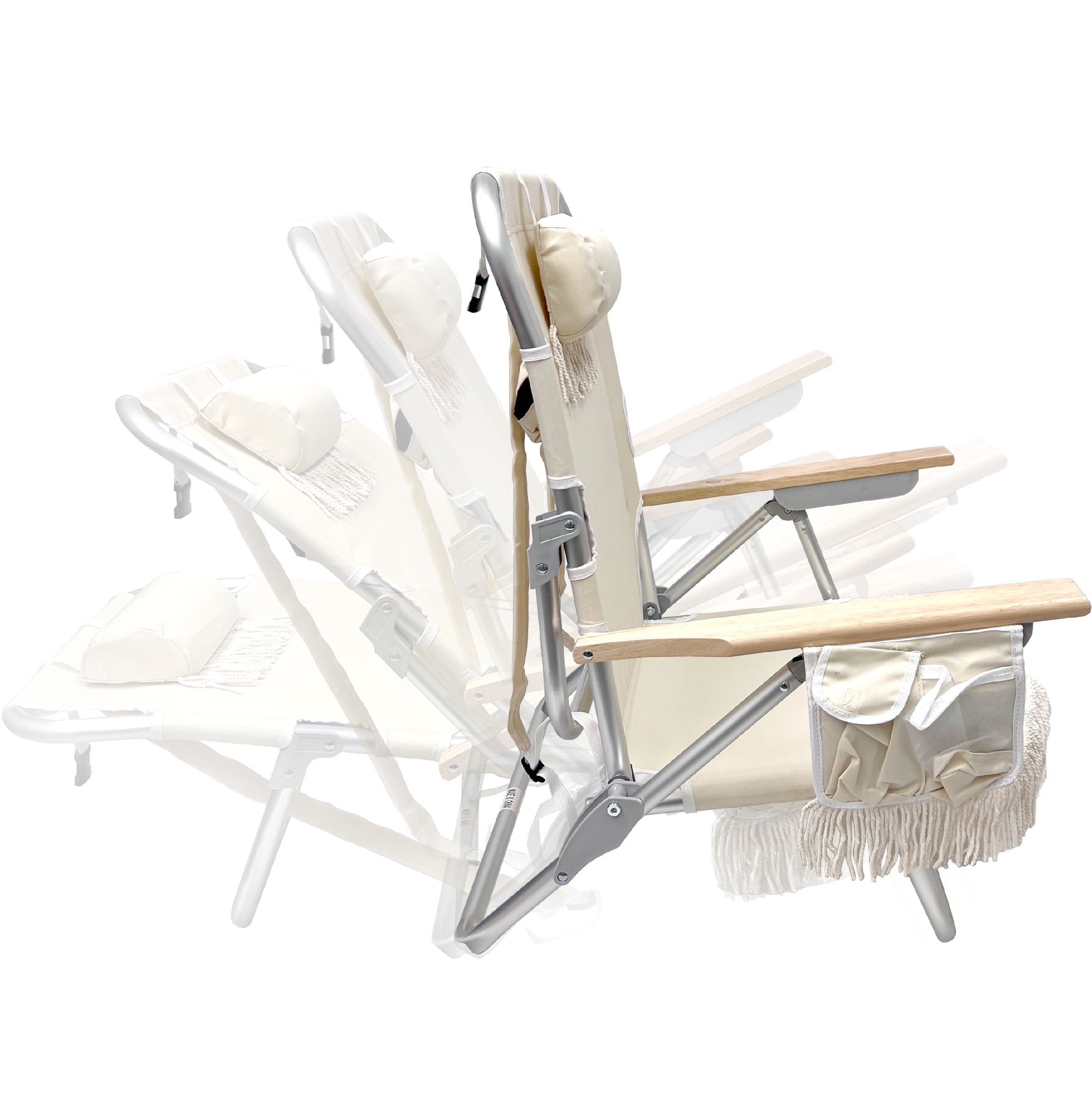 EasyGo Products Backpack Beach Chair with 5-Position Recline and Storage (Tan, 28 in x 30 in x 24 in) cq582