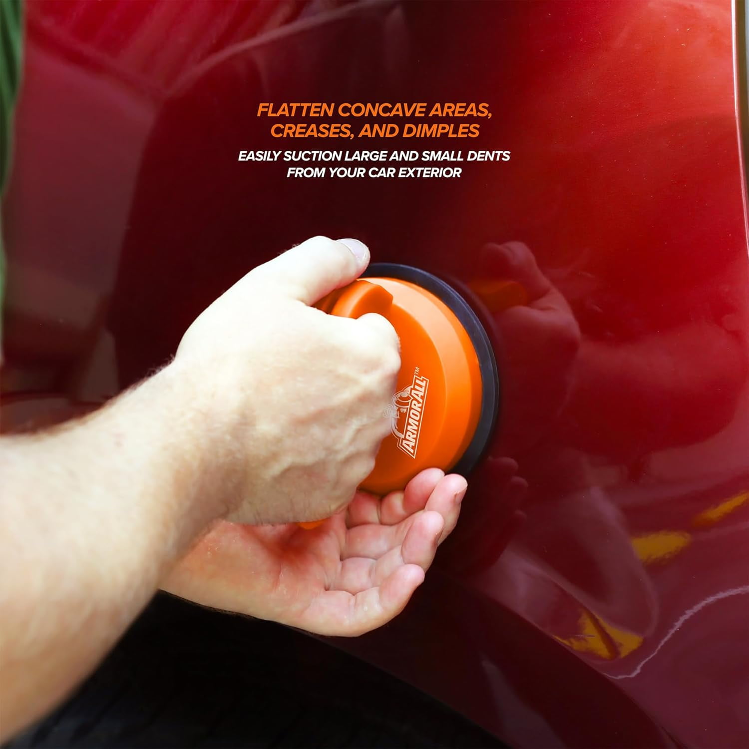 Armor All Dent Puller Set (Heavy-Duty Suction Cup Repair Tool, 3-Pack, Orange, 55 lb Capacity) jq97m