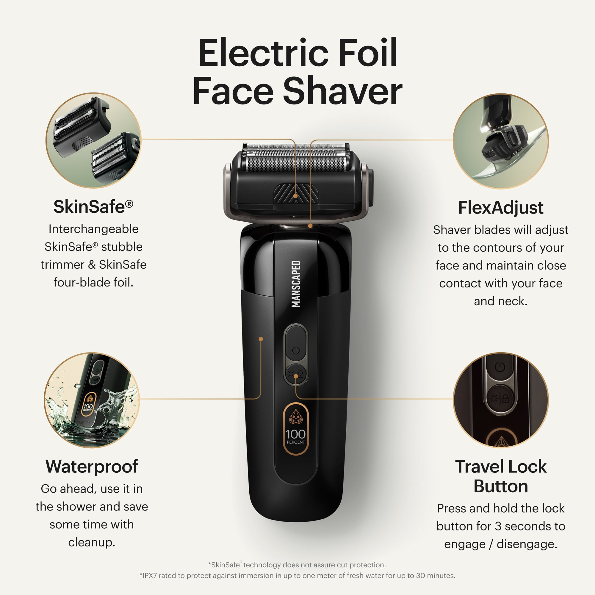 MANSCAPED The Chairman PRO Electric Foil Face Shaver with SkinSafe Technology (Black, 1 Count) r5xeg