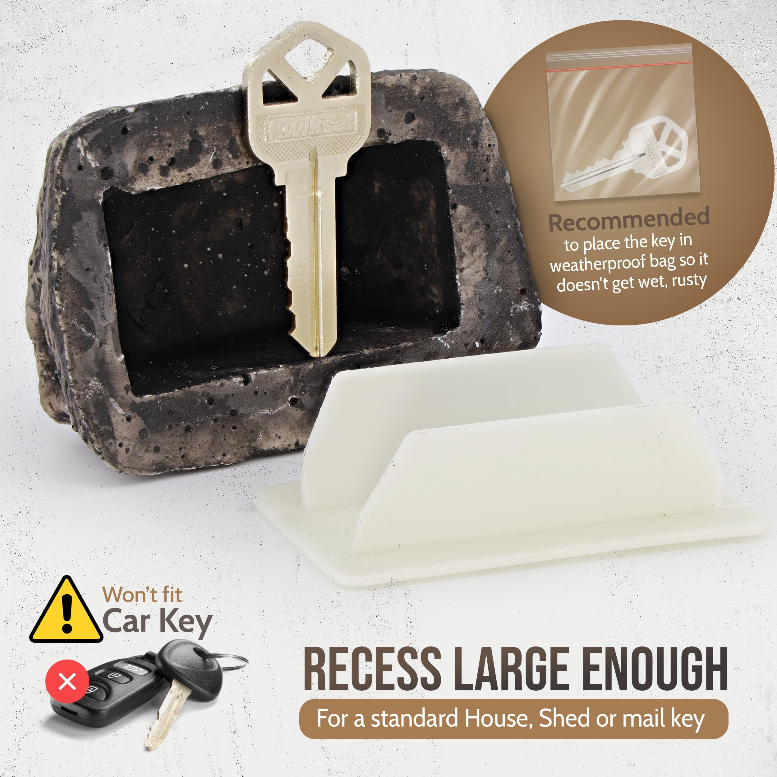 PLGEBR Outdoor Hide-a-Spare-Key Fake Rock (Black, 3.38 in x 2 in x 1.25 in) v8n91