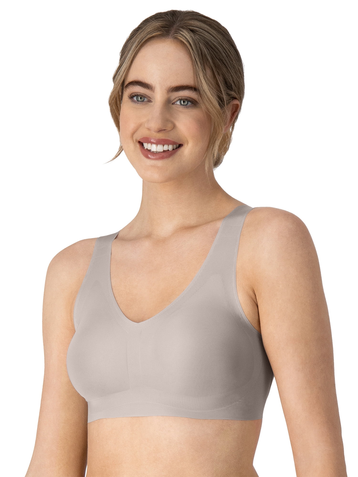 Hanes Womens Invisible Embrace Pullover Bralette, Moisture-Wicking Seamless T-Shirt Bra (Silver, S) krg8c