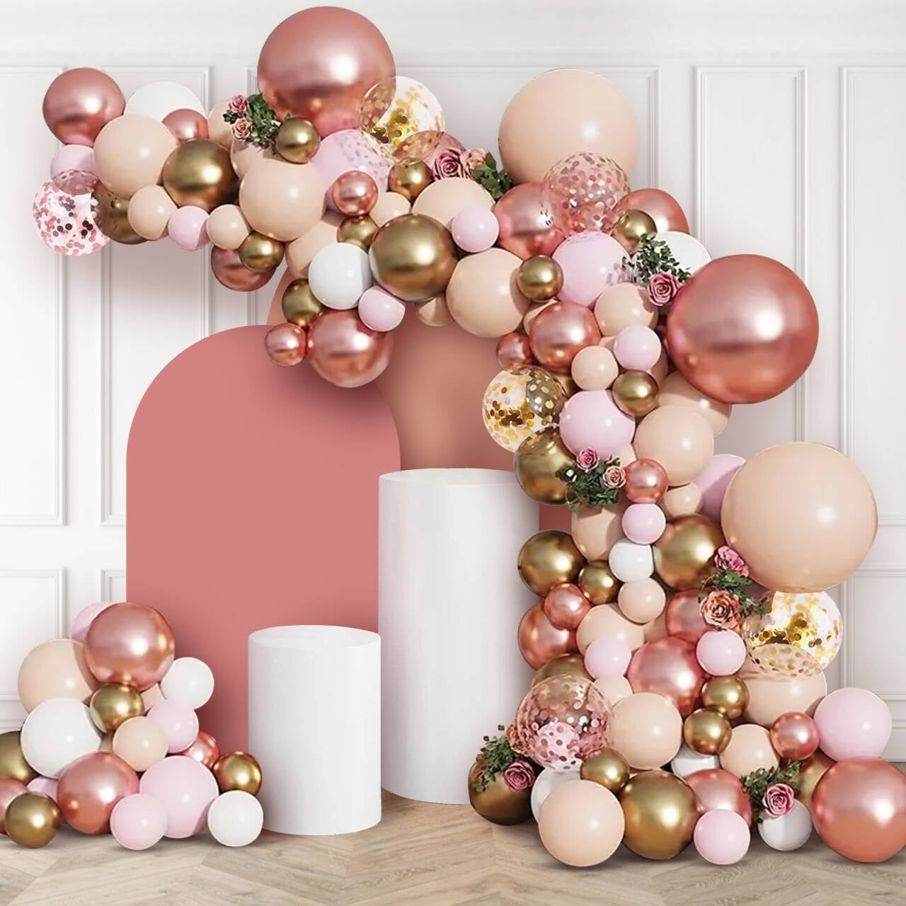 WODJR 84Pcs Rose Gold Balloon Arch Kit for Party Decorations (Rose Gold, 84 Pieces) lkg3f