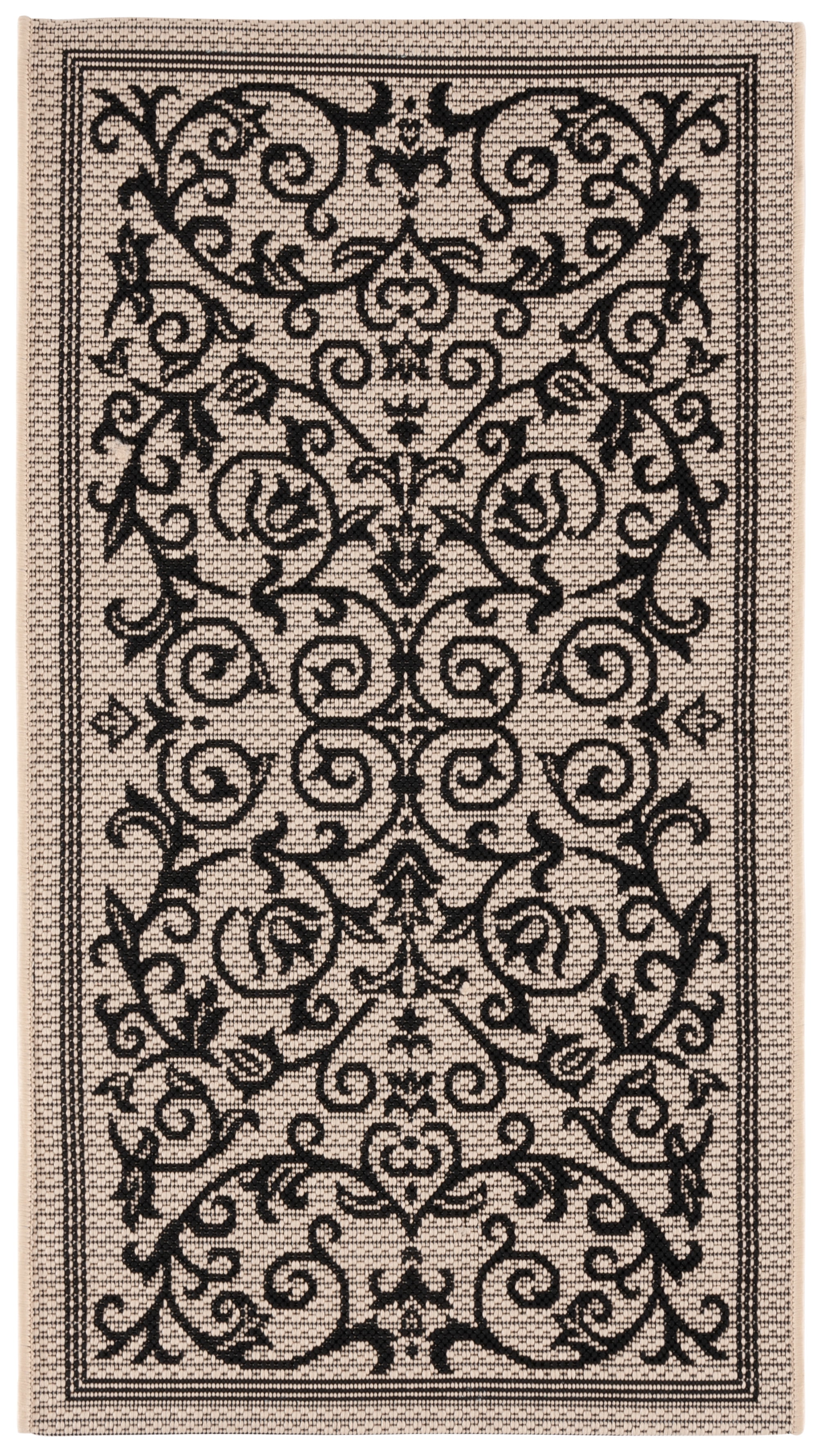 Safavieh Courtyard Nanda Botanical Indoor/Outdoor Area Rug (Sand/Black, 2 ft x 3.58 ft) r6yxg