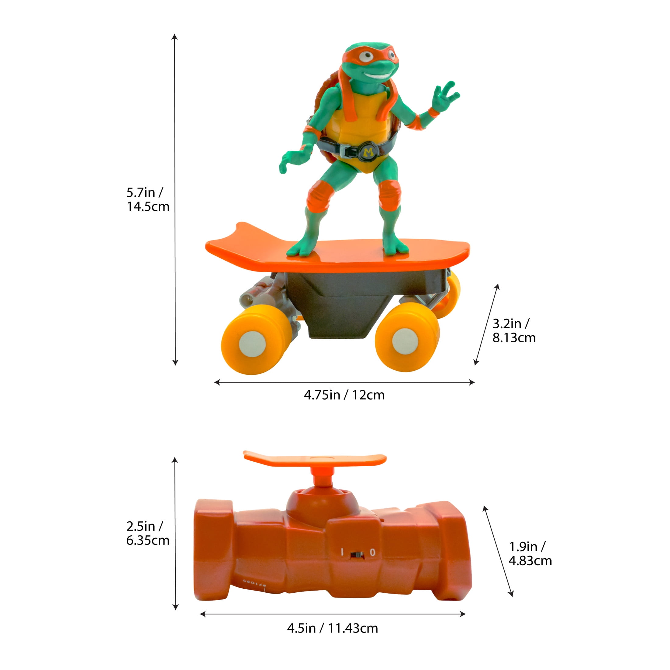Teenage Mutant Ninja Turtles Michelangelo Half Pipe RC Skateboard Vehicle (Orange, 12 in) 4d8lw