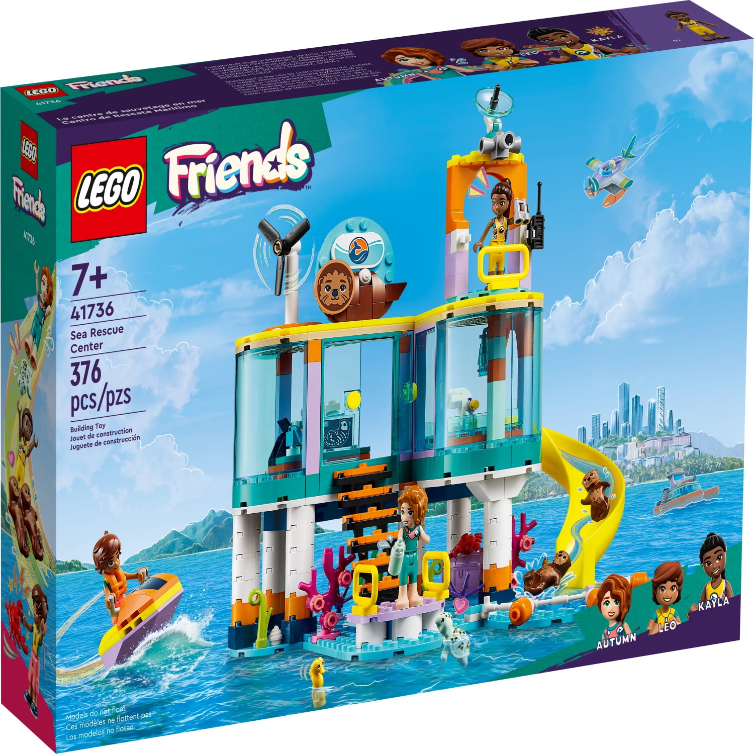 LEGO Friends Sea Rescue Center Building Set with Animal Figures and Water Scooter (41736, 9 in. H x 8 in. W x 7.5 in. D) 905na