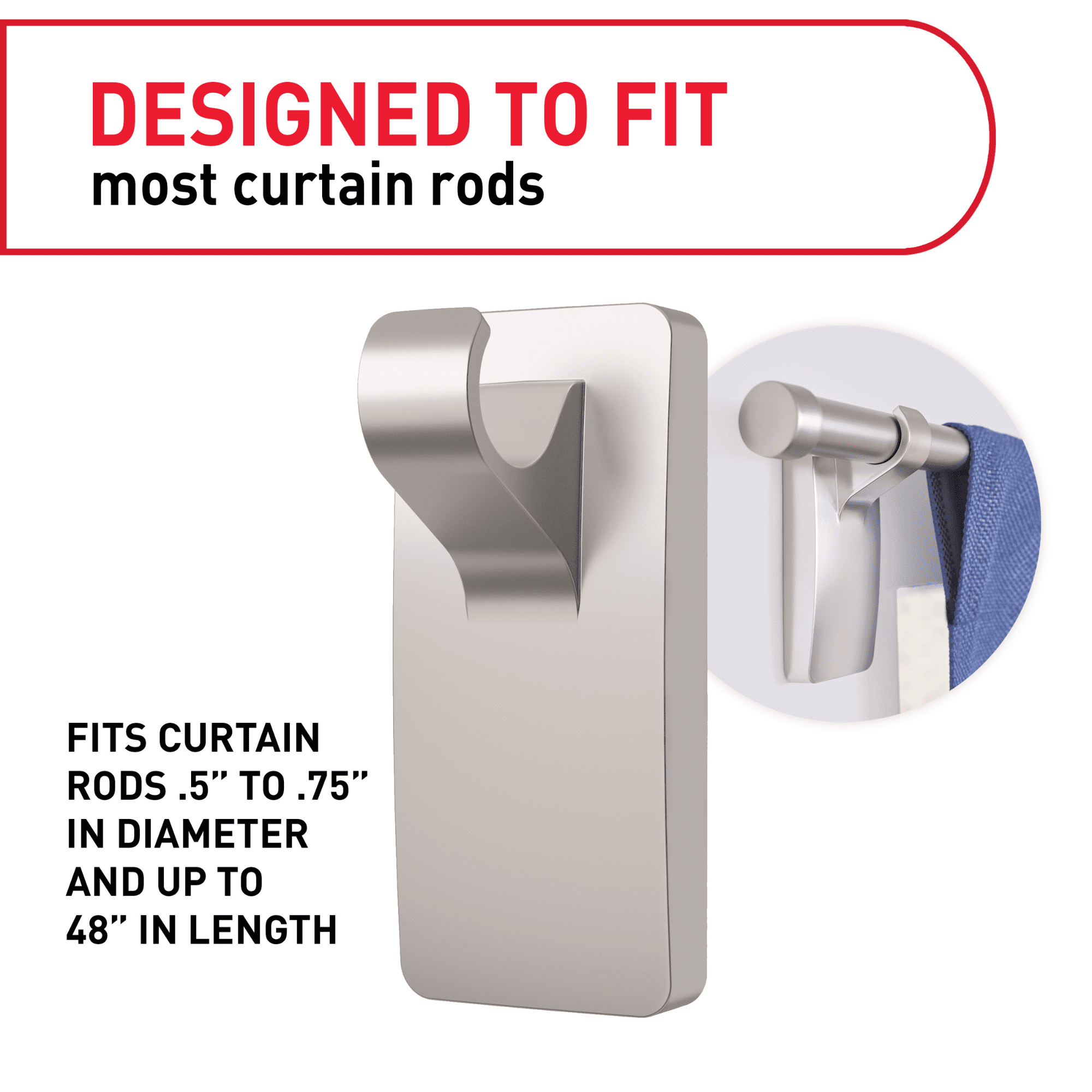 Command Curtain Rod Hooks, Damage-Free Hanging Hardware for Window Treatments (Matte Black, 8-Pack) ilnvd