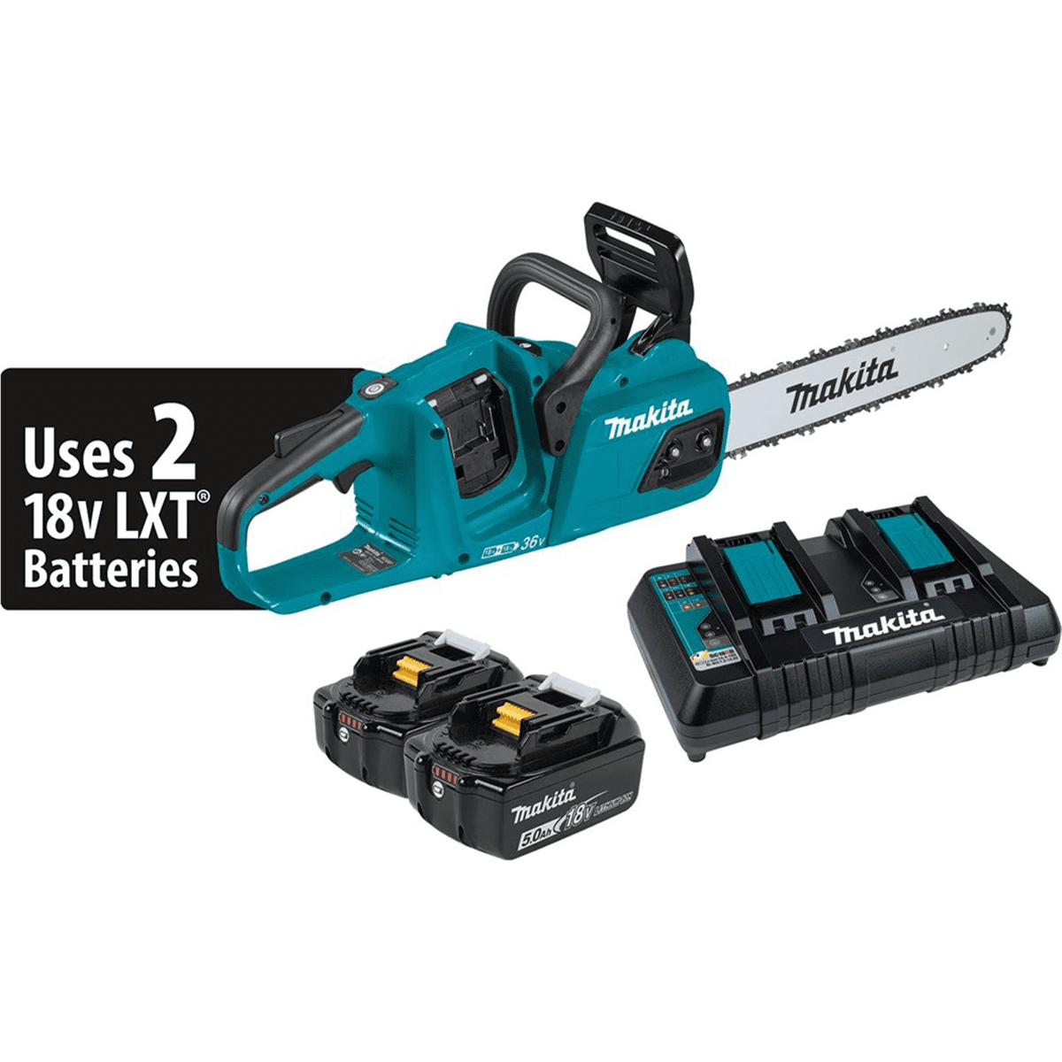 Makita 36V LXT Brushless 14 in Cordless Chain Saw Kit (Black, 5.0Ah) gop3f