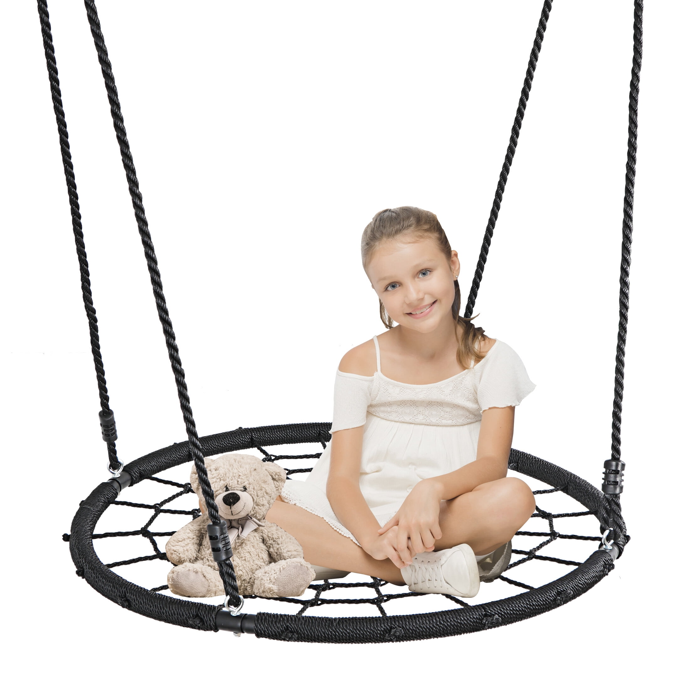 ZENY Backyard Swing Stand Set with 40 in Web Tree Spider Swing (Black, 440 lb Capacity) i6rna