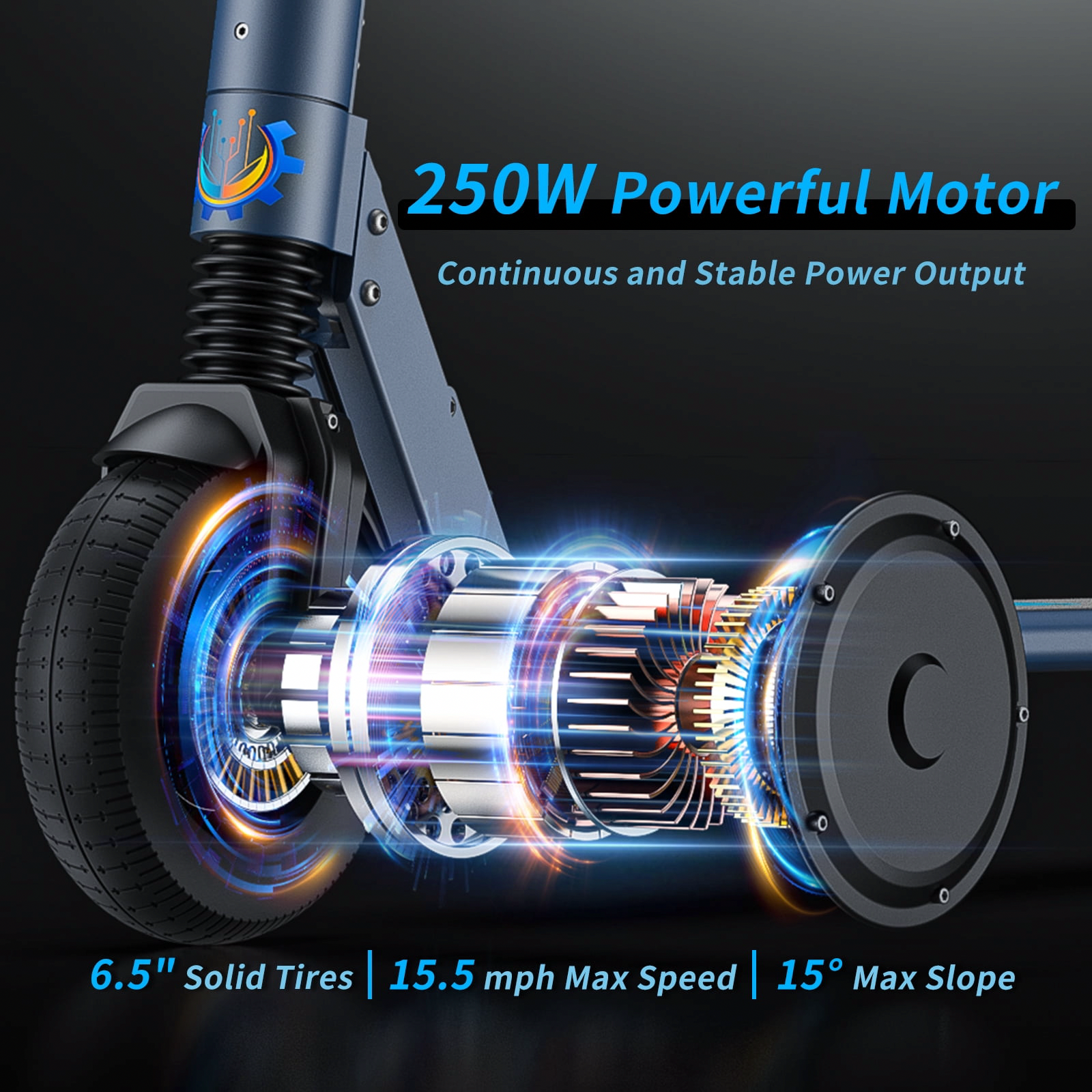 Caroma Electric Scooter for Adults, Foldable Commuting E-Scooter with Cruise Control and Dual Braking System (Blue, 6.5 in) 6wyf1