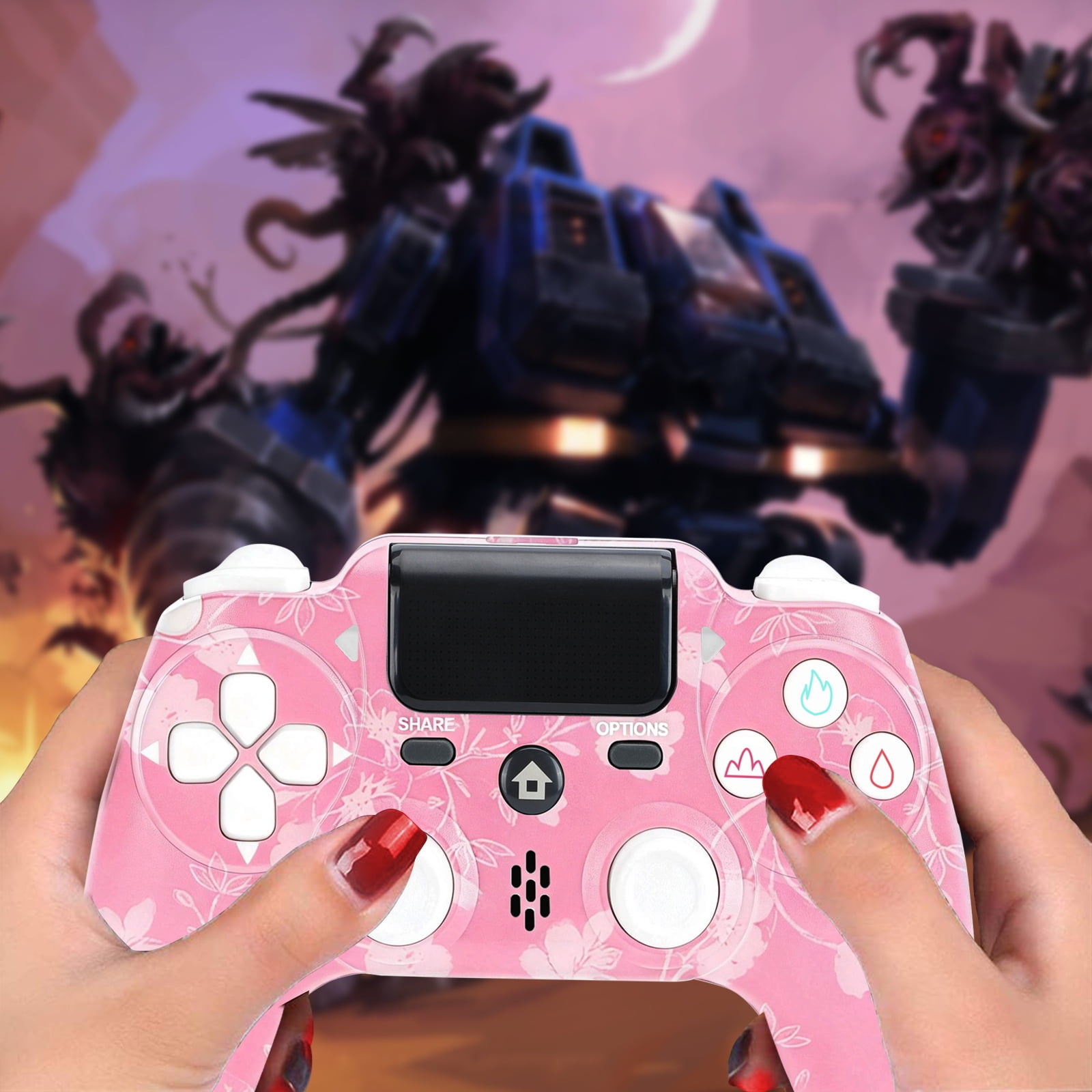 YUOY Wireless Gaming Controller for P4, P4 Slim, P4 Pro and PC (Pink Cherry, 1 Count) z38lr