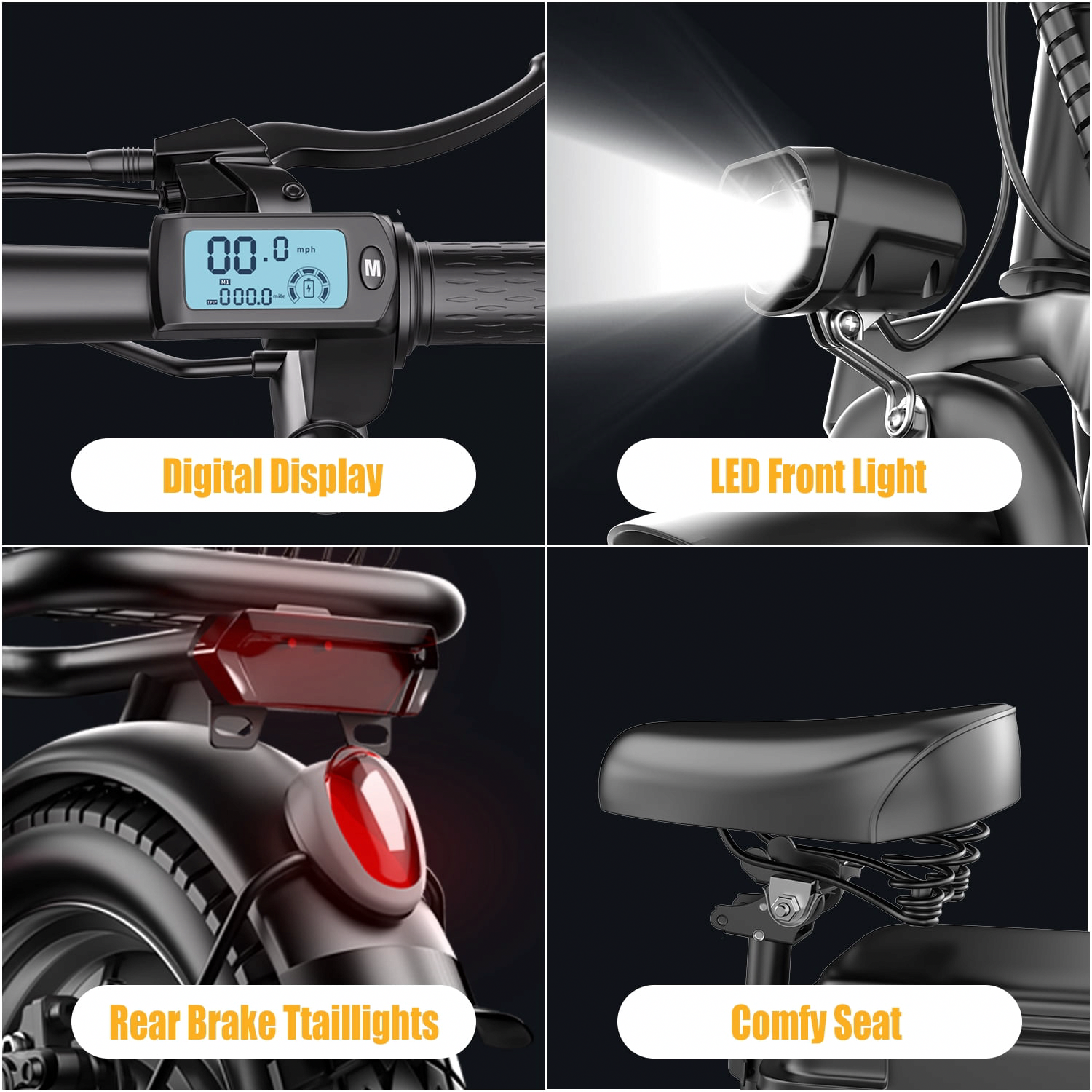 AVBDJOY Electric Scooter with Seat for Adults, 500W Motor, 14 in Tires, Foldable Commuter Scooter (Black) hnfk5