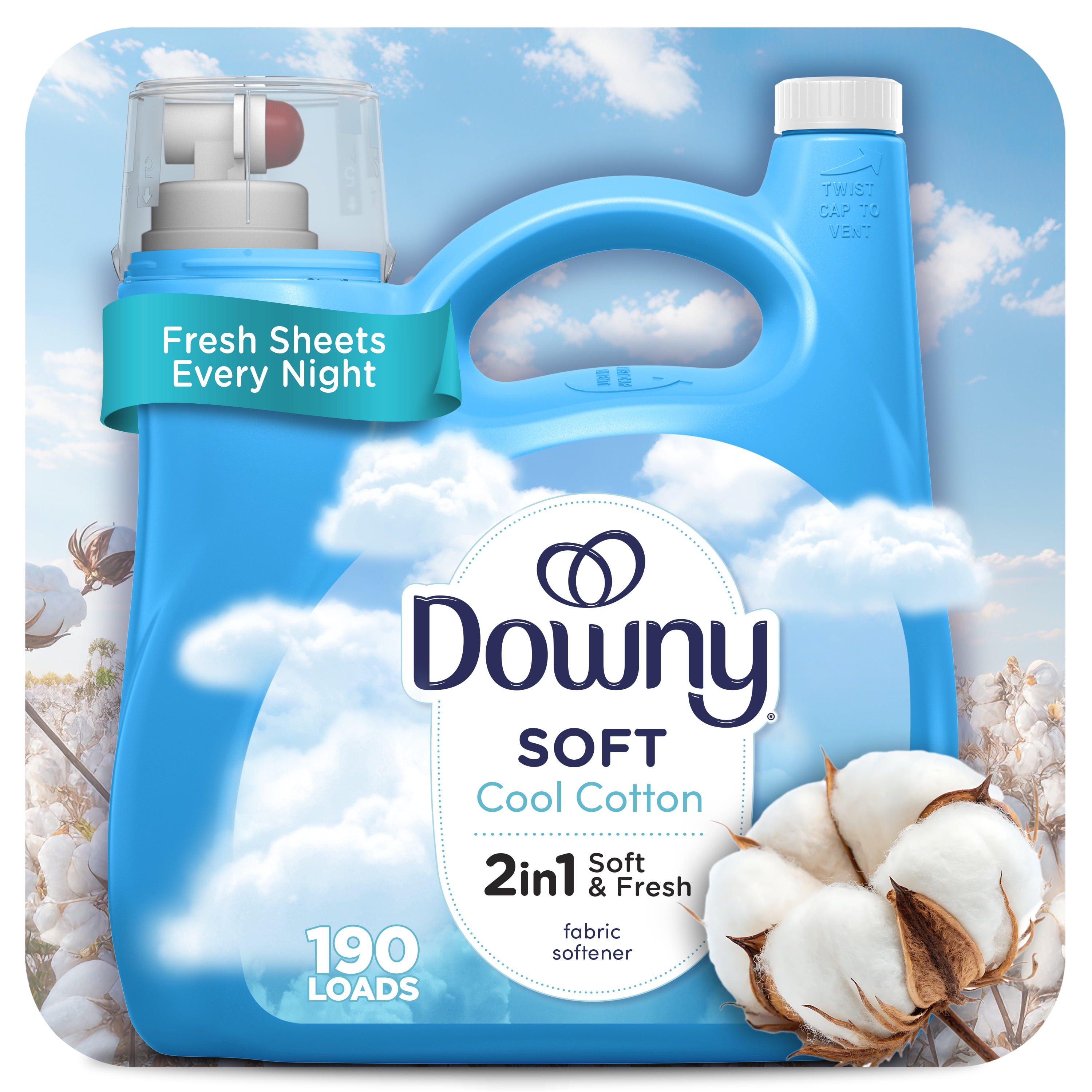 Downy Liquid Fabric Softener and Conditioner, Cool Cotton Scent, Long-Lasting Freshness (140 fl oz) 6u6rx