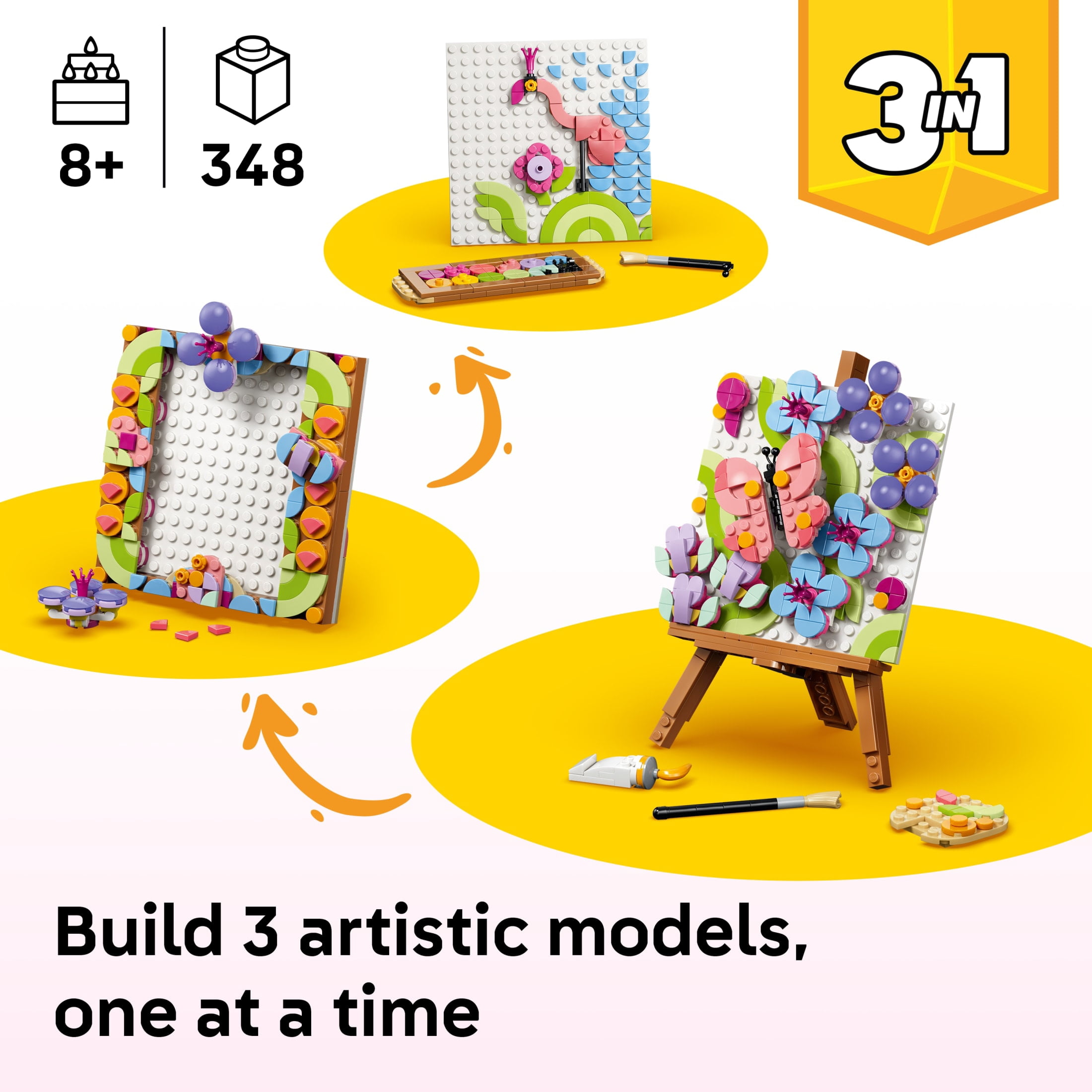 LEGO Creator 3 in 1 Floral Art Decor Building Set, Creative Flower Painting Display (348 Pieces) smpsf