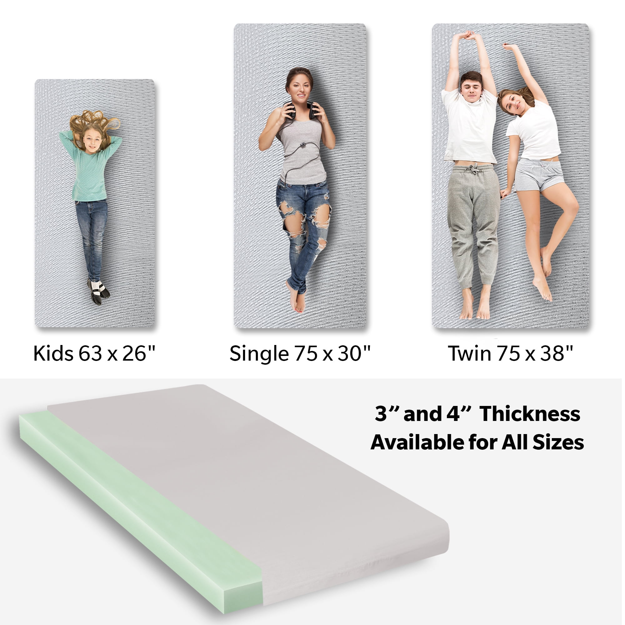 Yoneston Memory Foam Camping Mattress Pad, Portable Roll-Up Sleeping Mat for RV SUV Tent (Gray, 75 in x 30 in x 4 in) r1pdv