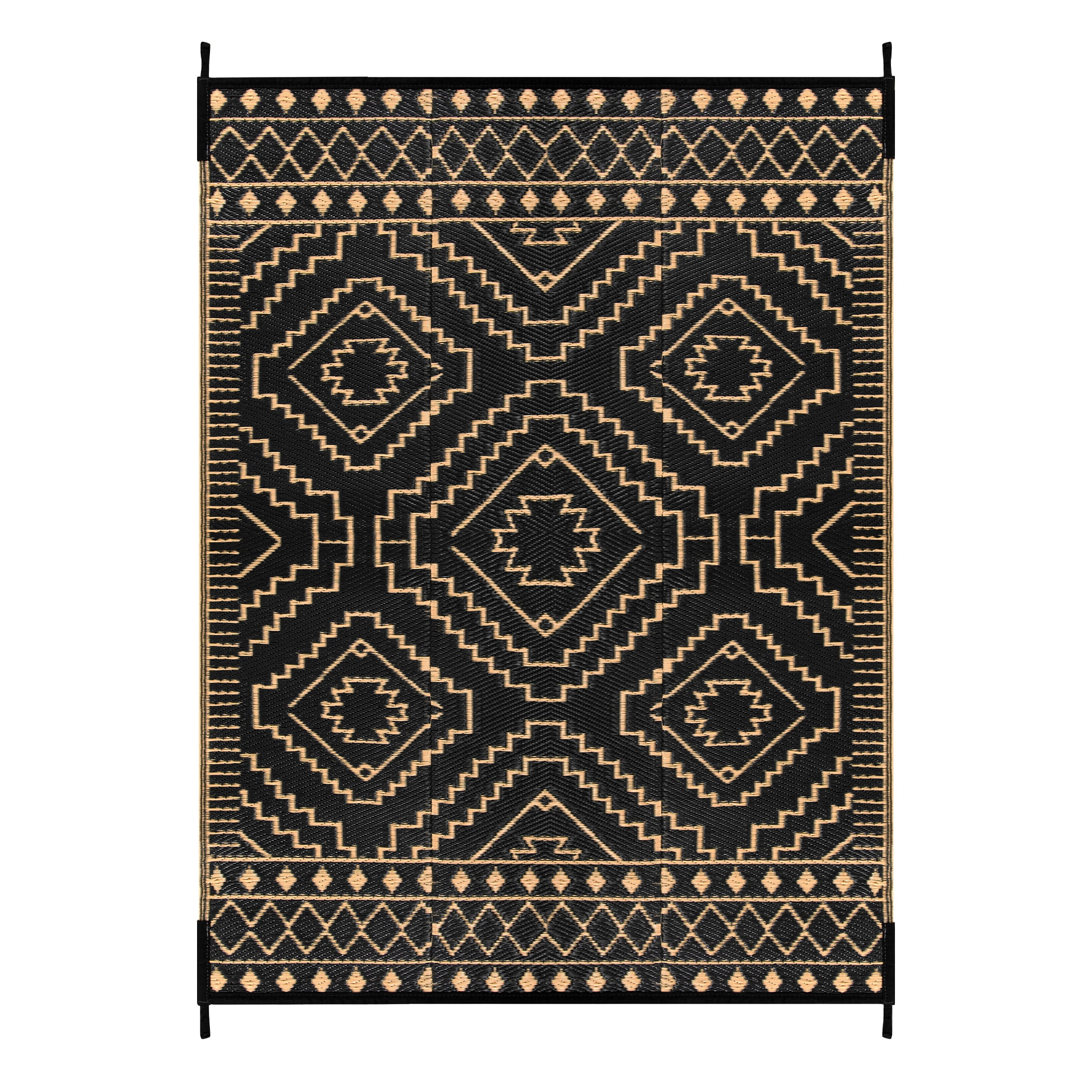 RUG ROBOT Reversible Outdoor Rug, Waterproof Plastic Straw Carpet for Patio and Backyard (Black/Brown, 5 ft x 8 ft) v6lv6