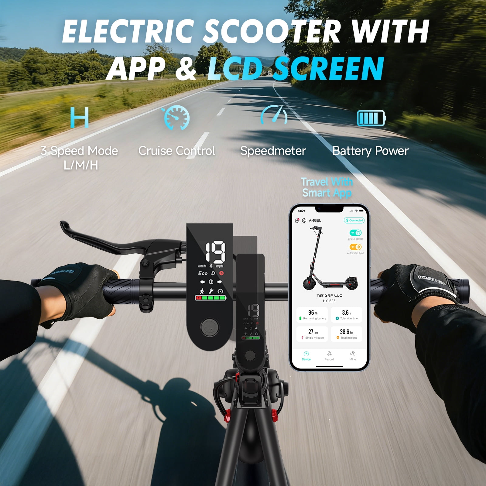 SISIGAD Electric Scooter for Adults, Foldable Commuter Scooter with 500W Motor, 19 MPH Max Speed (Green, 8.5 in) 4tsbn