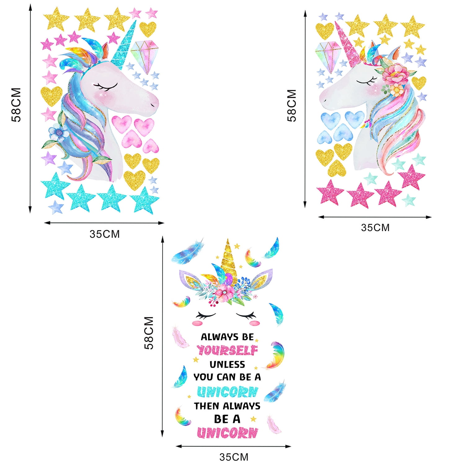 Style-Carry Wall Decals Kids Room Decor Vinyl Stickers for Girls Bedroom (Multicolor, 3 Sheets, 22.6 in x 13.6 in) s89y1