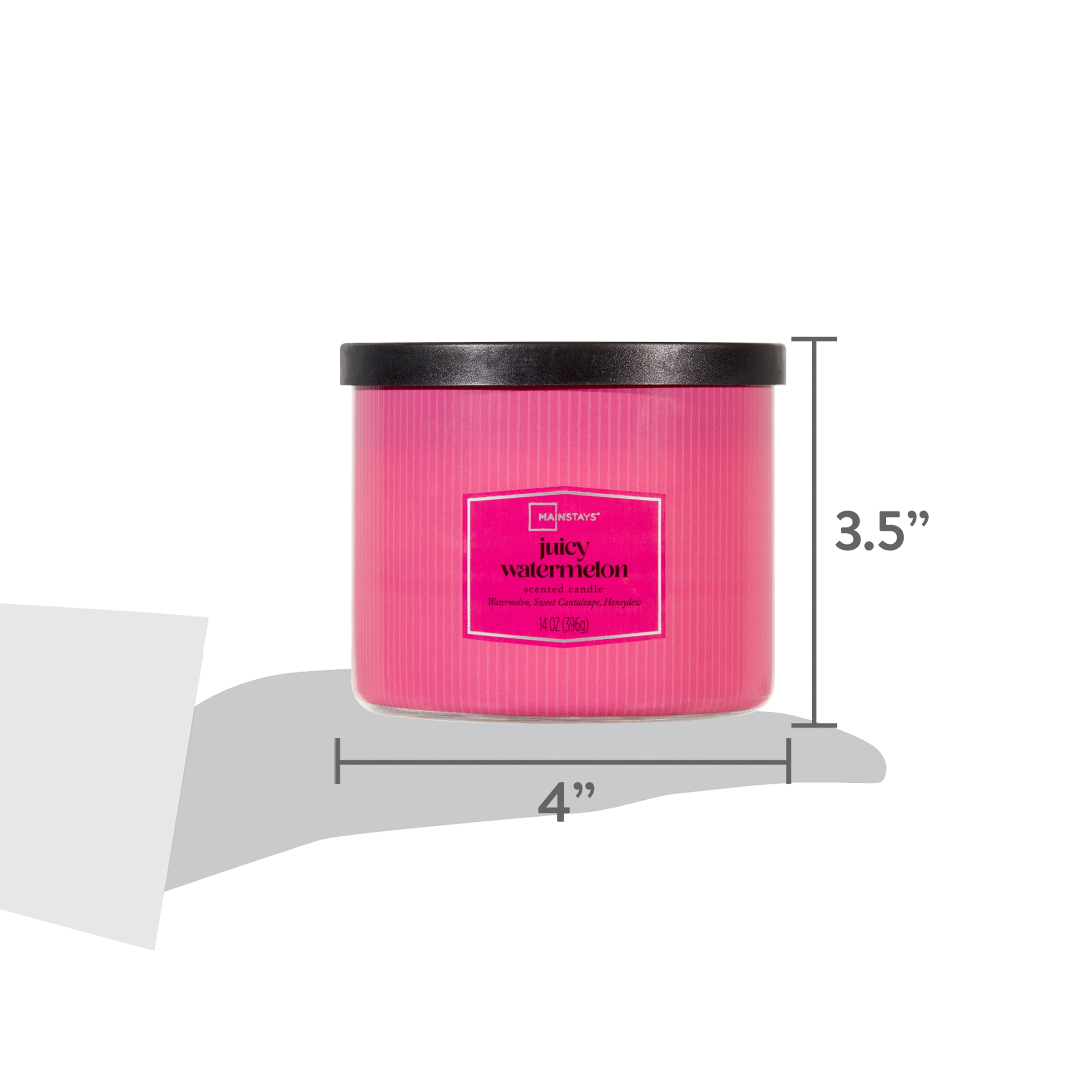 Mainstays 3-Wick Scented Candle, Juicy Watermelon Fragrance with Decorative Wrap (Red, 14 oz) c44ch
