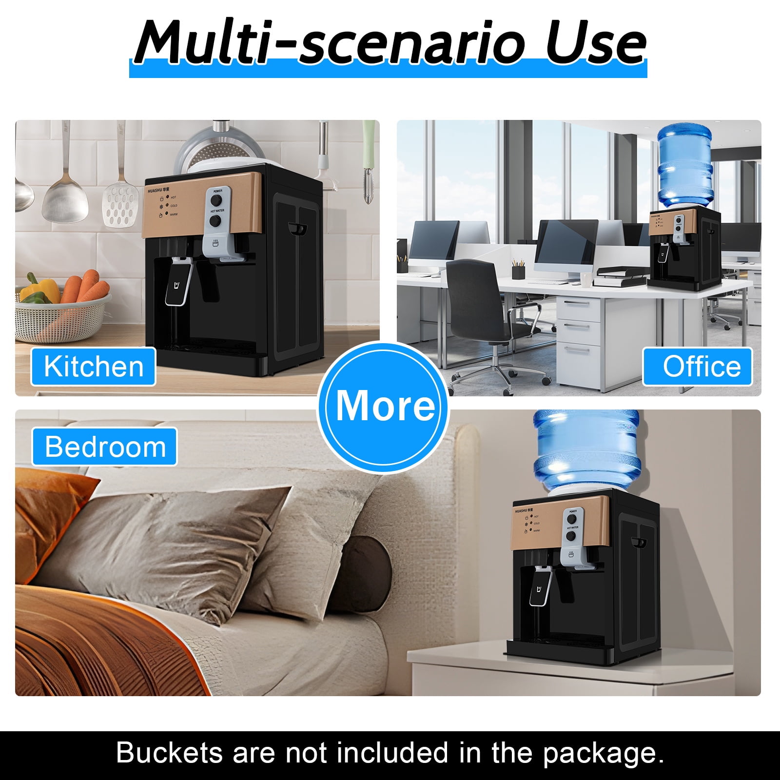 Generic Top Loading Countertop Water Dispenser with Hot and Cold Temperature Settings (Black, 1.2 to 5 Gallon Capacity) kk2rt