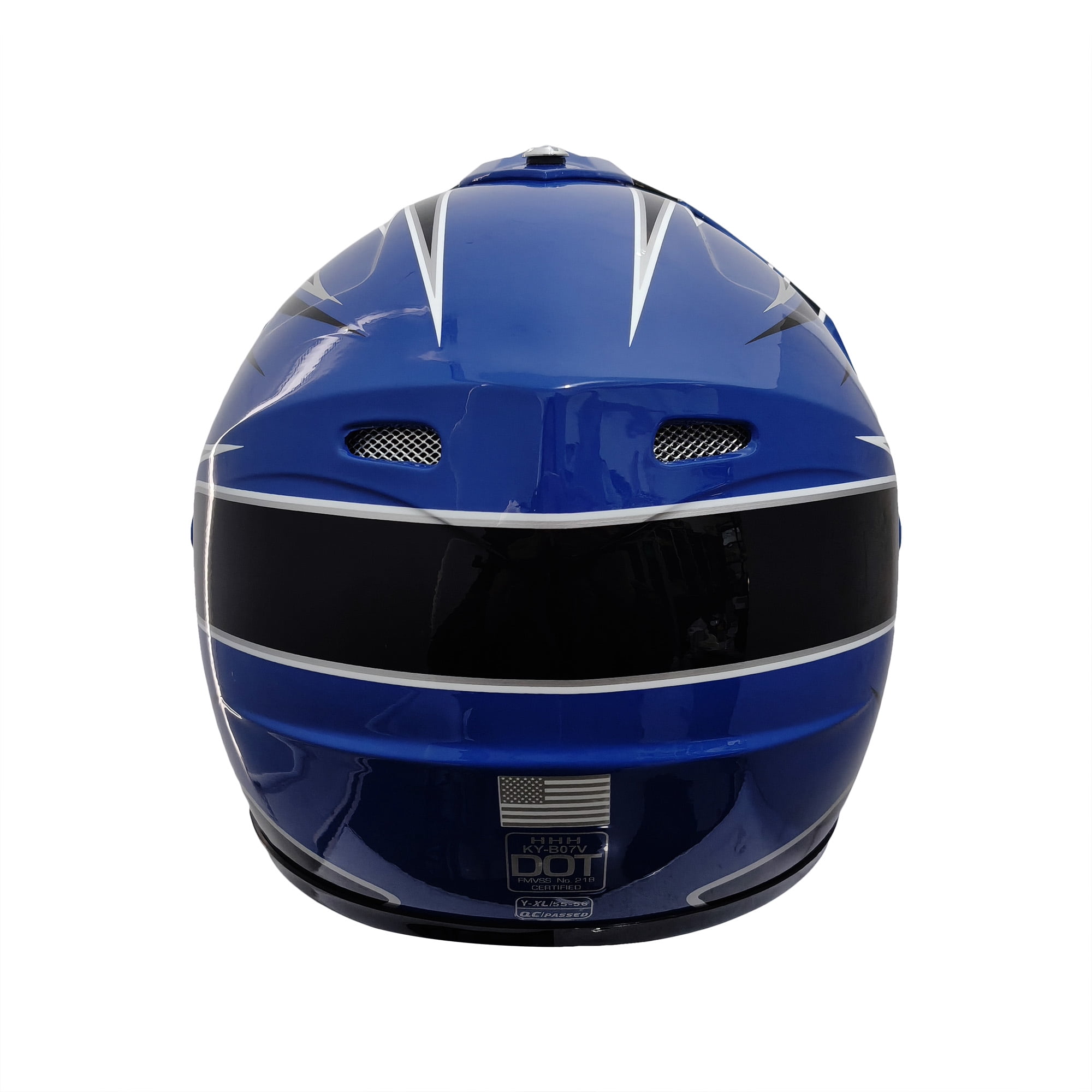 HHH Youth Full Face Dirt Bike Helmet with Visor (Blue, X-Large) ncbr2