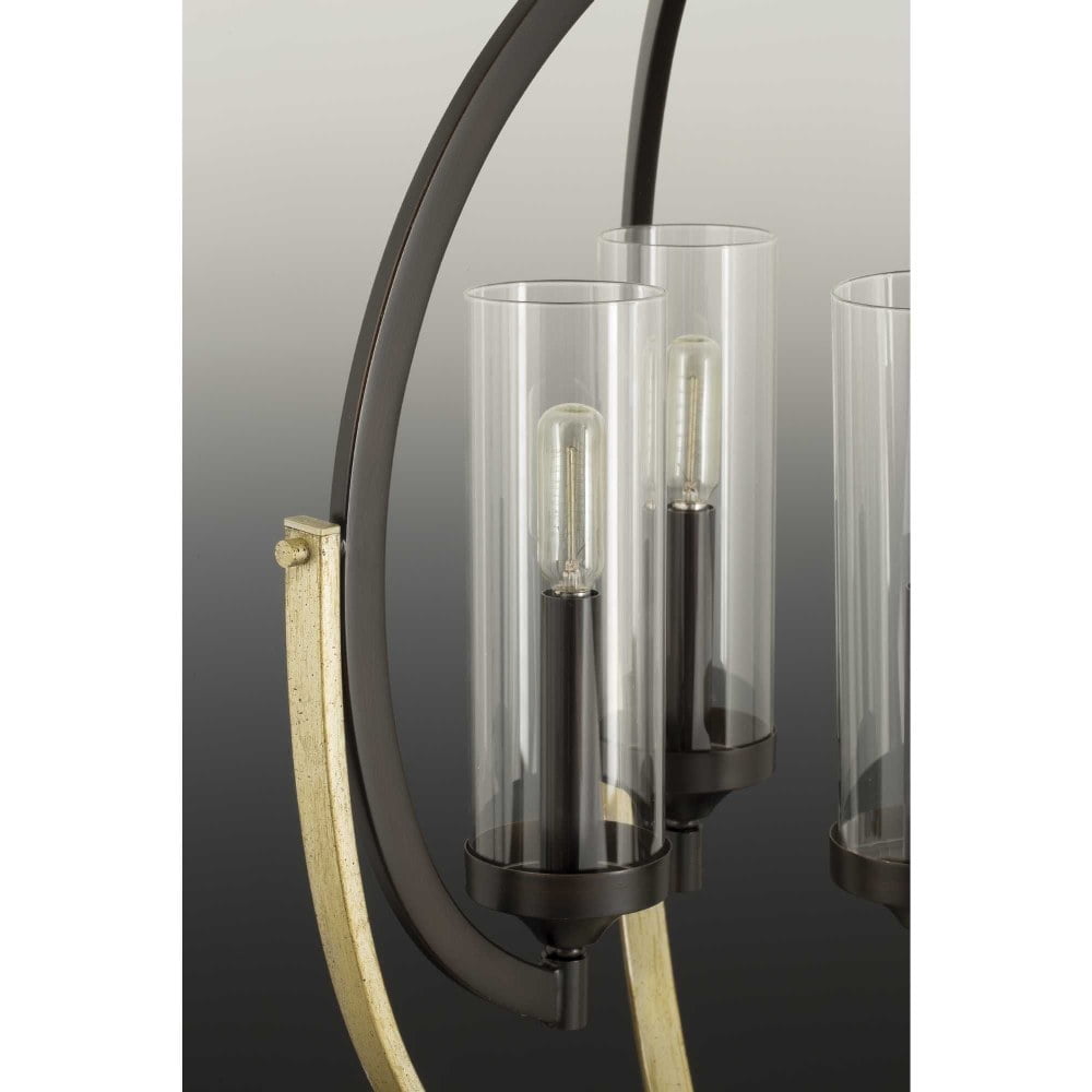 Progress Lighting Evoke 6-Light Chandelier with Glass Cylinder Shades (Polished Nickel, 28.5 in W x 39.5 in H) 7hd38