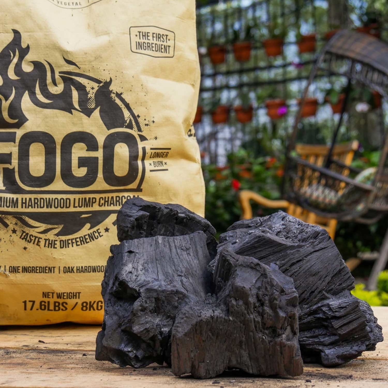 FOGO Super Premium All Natural Oak Hardwood Lump Charcoal (Black, 17.6 lb) 0xy78