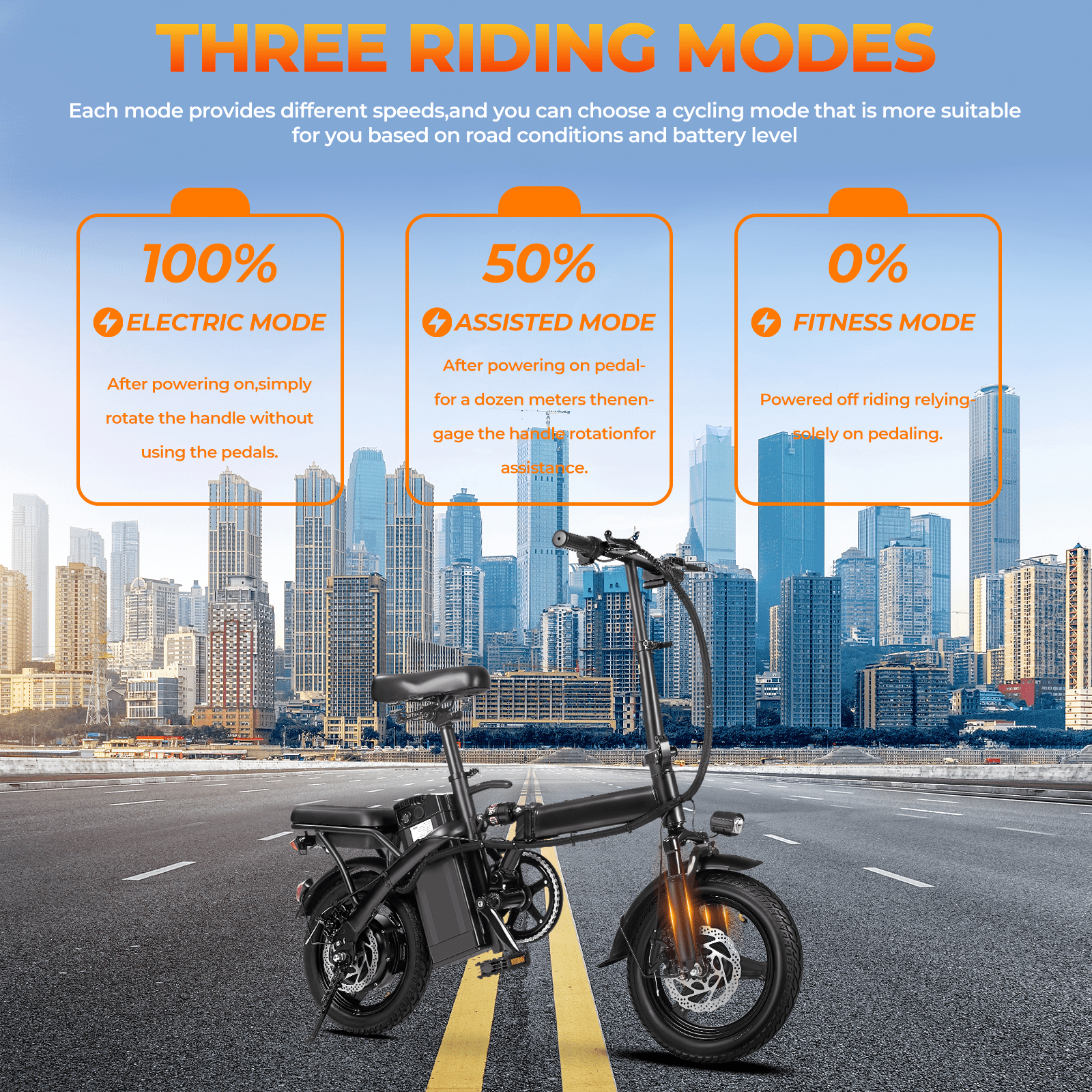 Kunyun T5 Electric Bike 48V 750W Folding Commuter Bicycle with Dual Disc Brakes (Black, 14 in) tc4q2