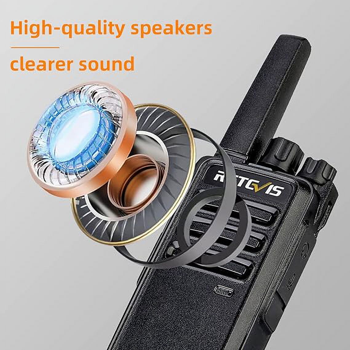 Retekess RT68 Two-Way Radios Long Range Walkie Talkies with Earpiece and Charging Base (10 Pack) vo4vc