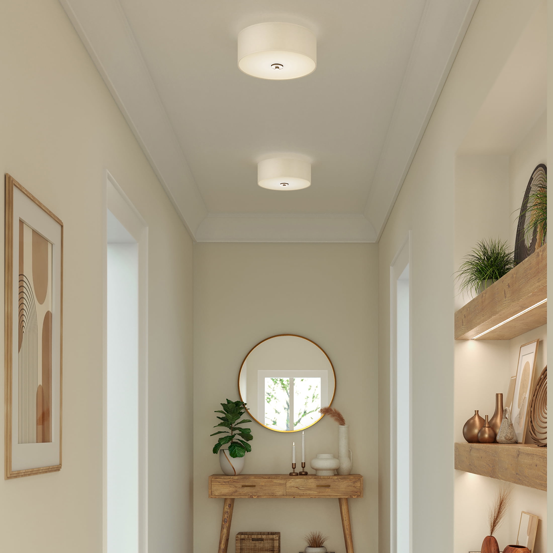 Progress Lighting Inspire Collection Two-Light Flush Mount Ceiling Fixture (Brushed Nickel, 13 in) 8szt6