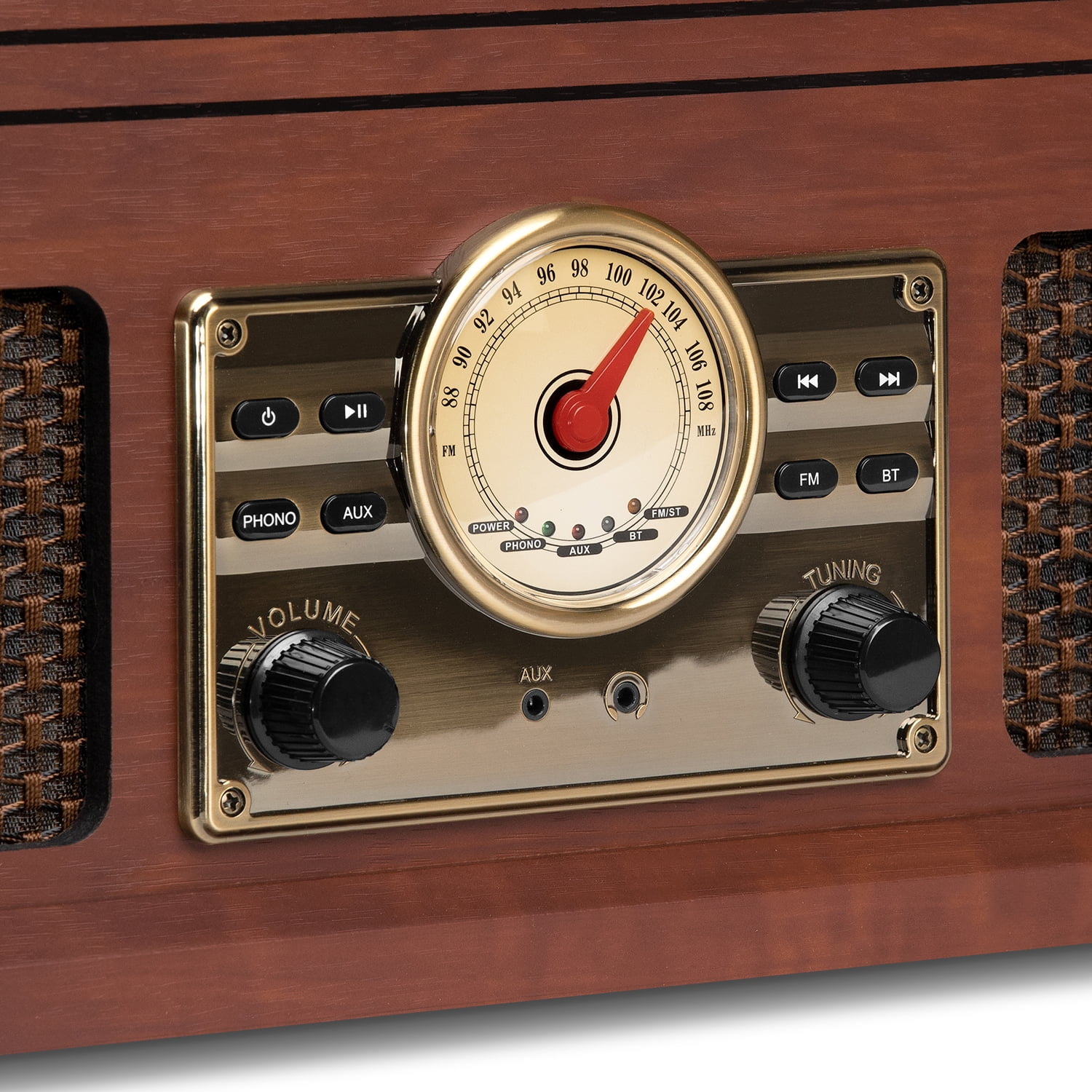 Victrola Lawrence 4-in-1 Bluetooth Record Player with FM Radio and Wireless Streaming (Espresso, 1 Unit) nrrxu