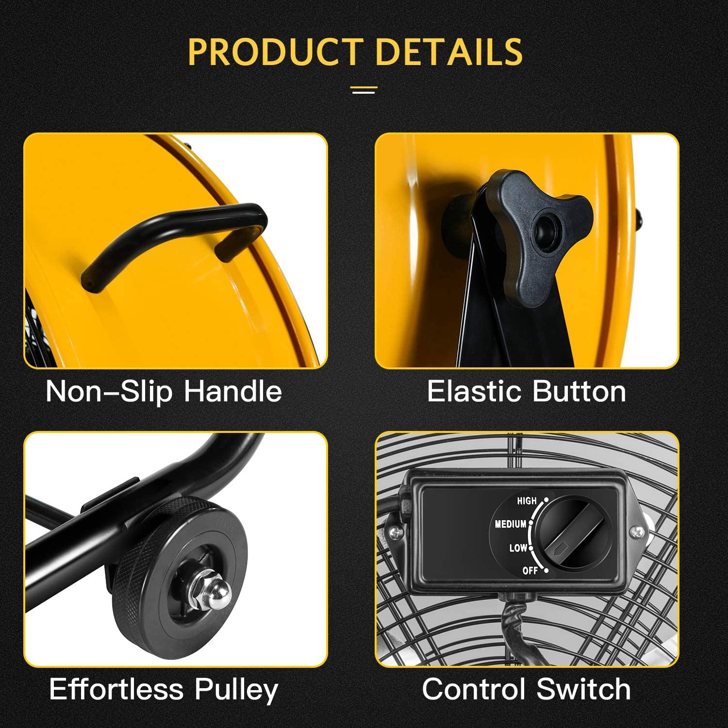Simple Deluxe 30 in High-Velocity Industrial Drum Fan (Yellow, 30 in) 4dbsm