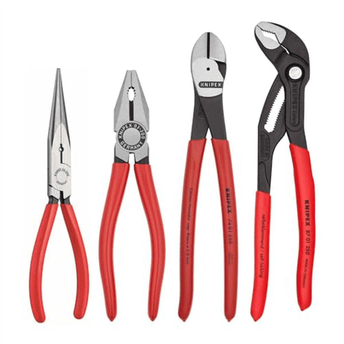 Knipex Tools Cobra Combination Cutter and Needle Nose Pliers Set (Black, 4 Piece) b10wp