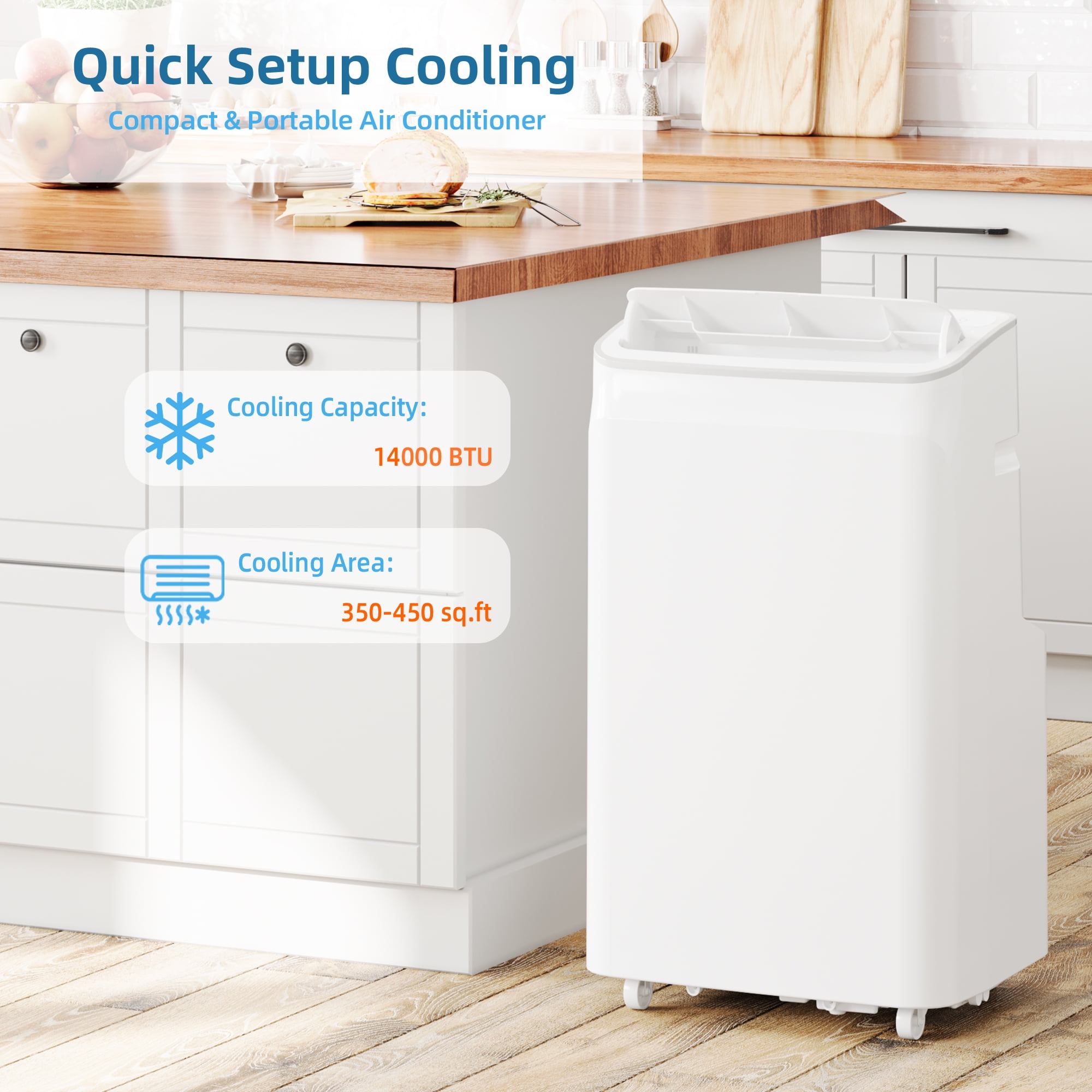 PIONEERWORKS Portable Air Conditioner 12000 BTU (4-in-1 Cooling, Dehumidifier, Fan, Sleep Mode, 450 sq. ft. Coverage) mwxbc
