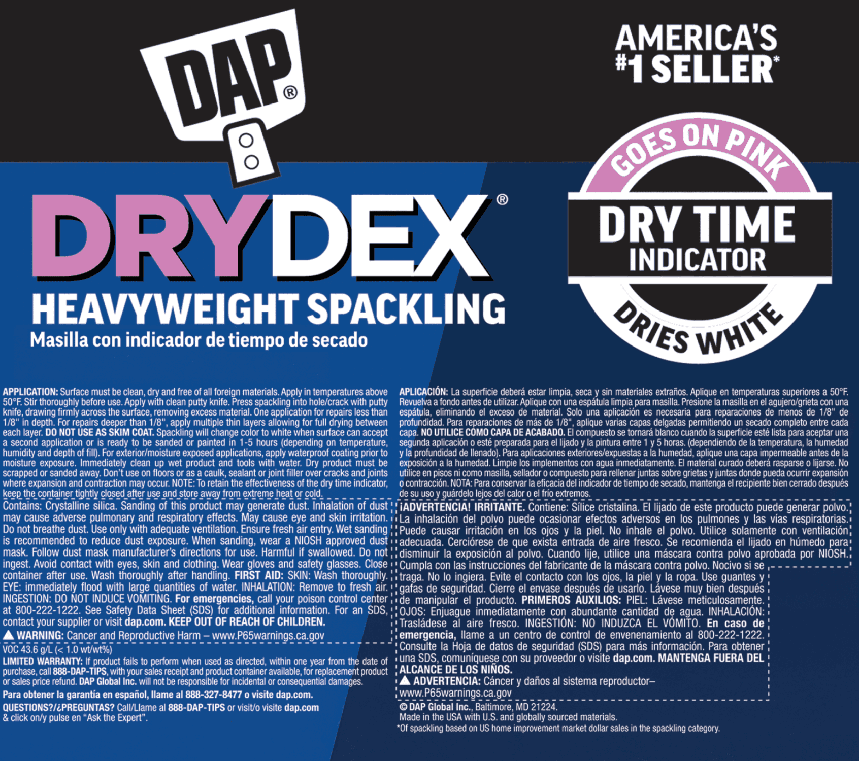 DAP DryDex Spackling Patch Kit with Dry Time Indicator (Pink to White, 8 oz) 7tqo2