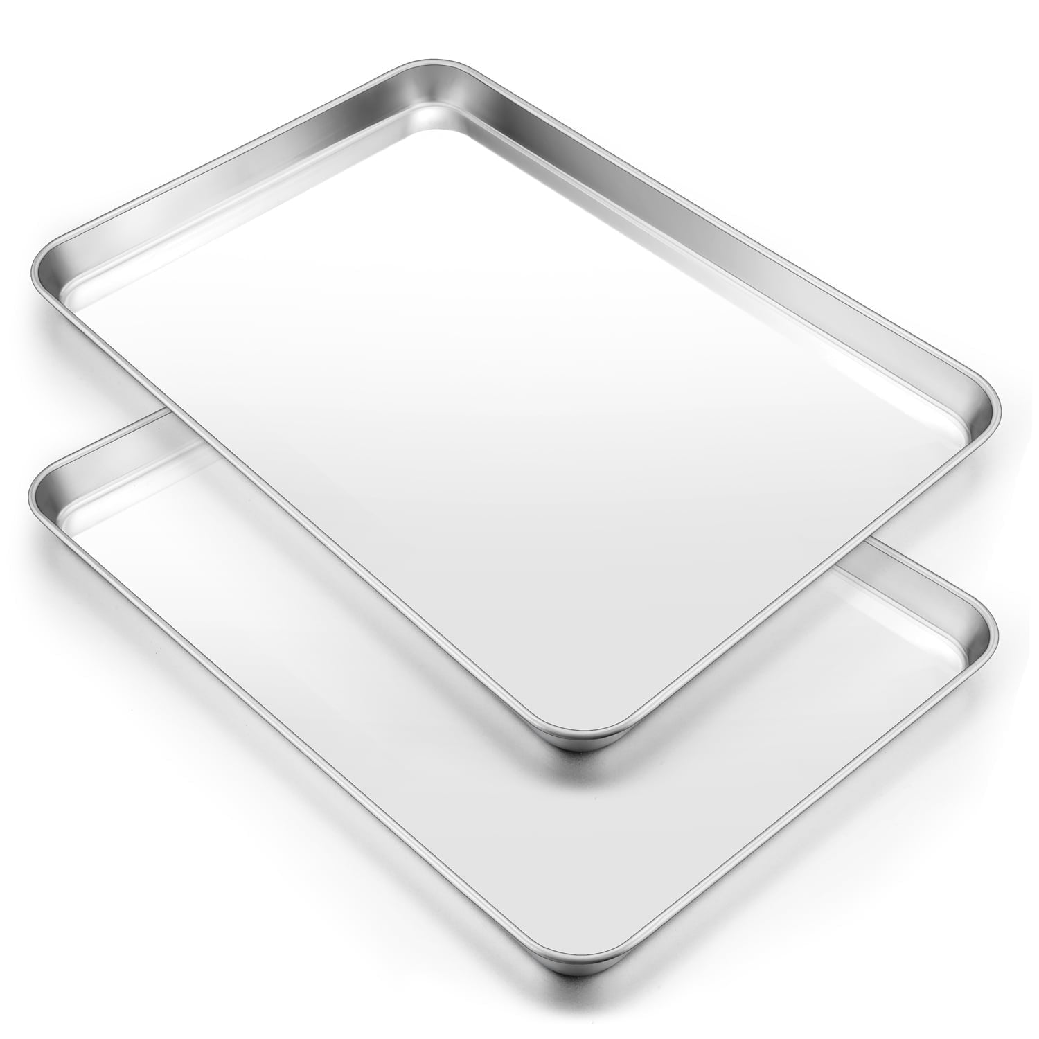 Vesteel Extra Large Stainless Steel Baking Sheet Set, Heavy Duty Cookie Pan for Oven (Silver, 20 in x 14 in x 1 in, 2-Pack) n6zvk