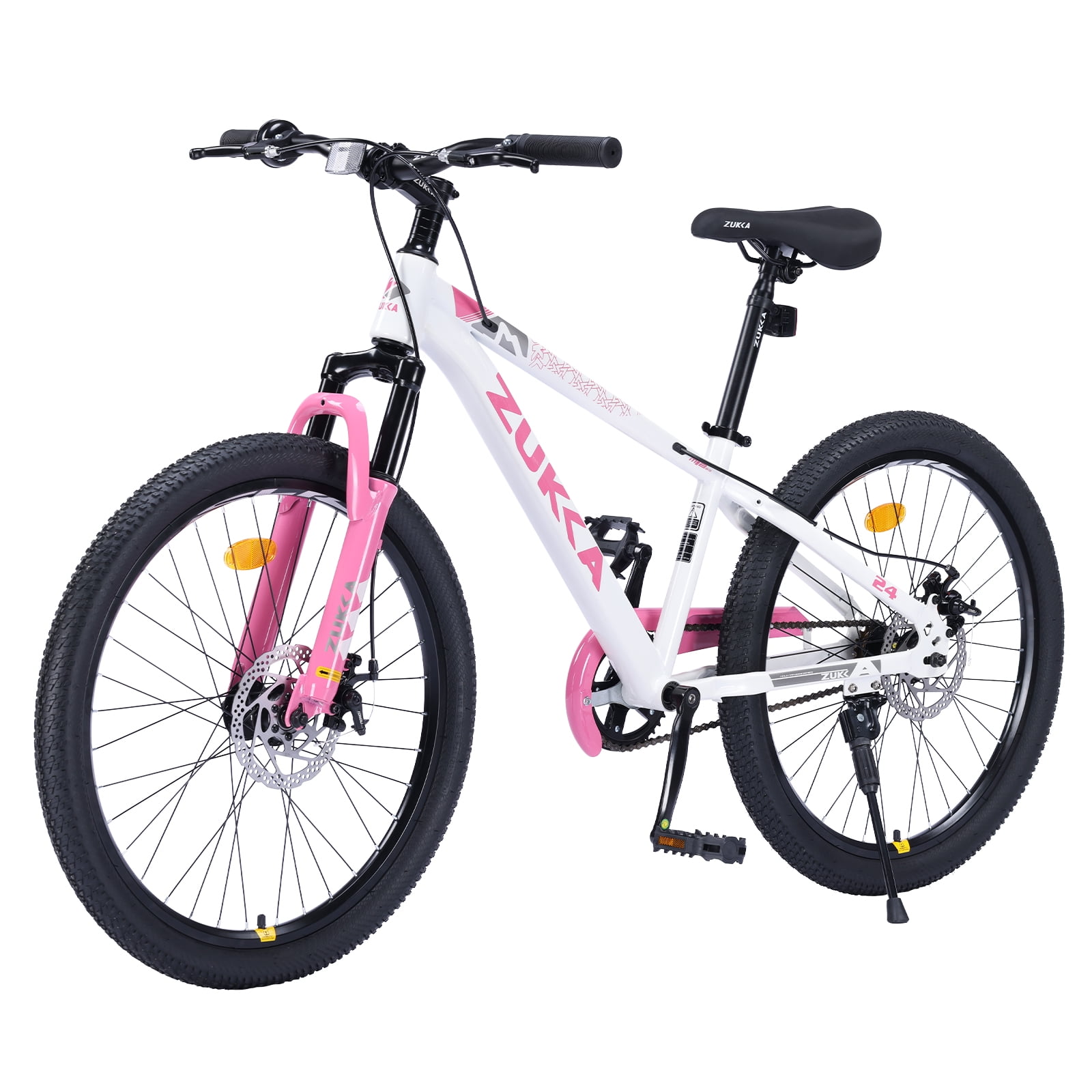 Holaki 24-inch Kids Mountain Bike with Suspension Fork and Double Disc Brakes (White, 24 in) 2mtkq
