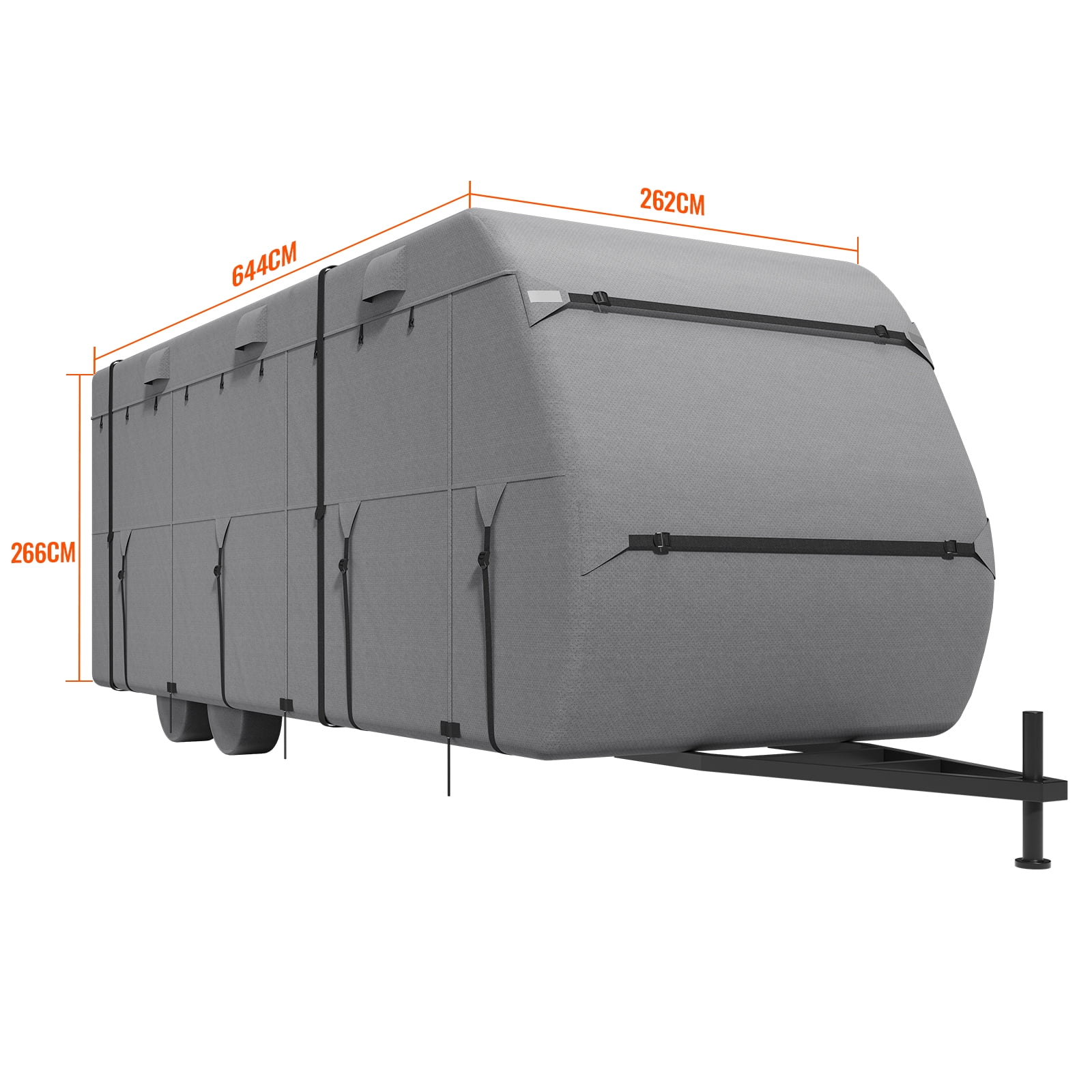 VEVOR Travel Trailer Cover (18-20 ft, Grey) Waterproof 4-Layer RV Camper Protector with Tire Covers and Storage Bag uwc3b