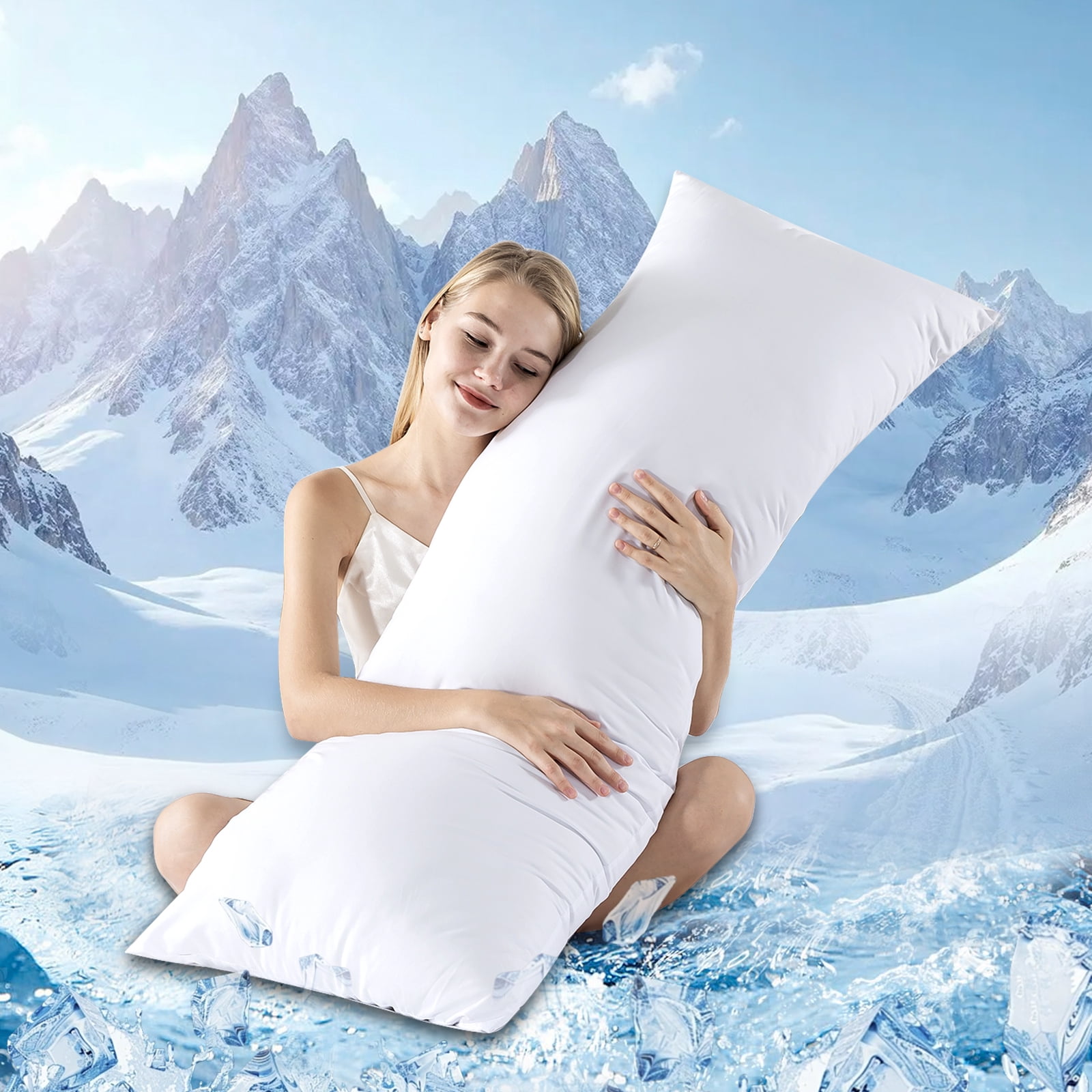 BedTreat Cooling Body Pillow for Adults, Hypoallergenic Full Length Support for Side Sleepers (White, 20 in x 54 in) pmgnc