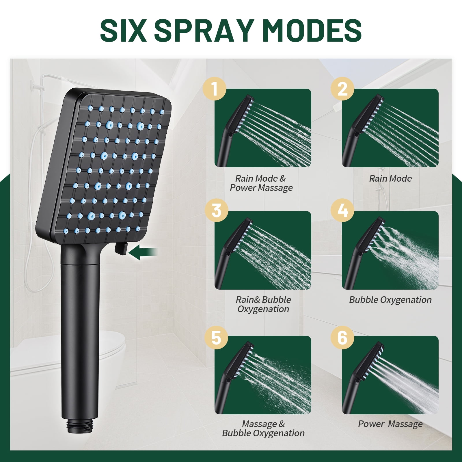 Cobbe 12 Inch Rain Shower Head Combo, High Pressure Handheld Shower Head with Filter, Adjustable Height Arm, 9 Spray Settings (Matte Black, 12 in) e2i92