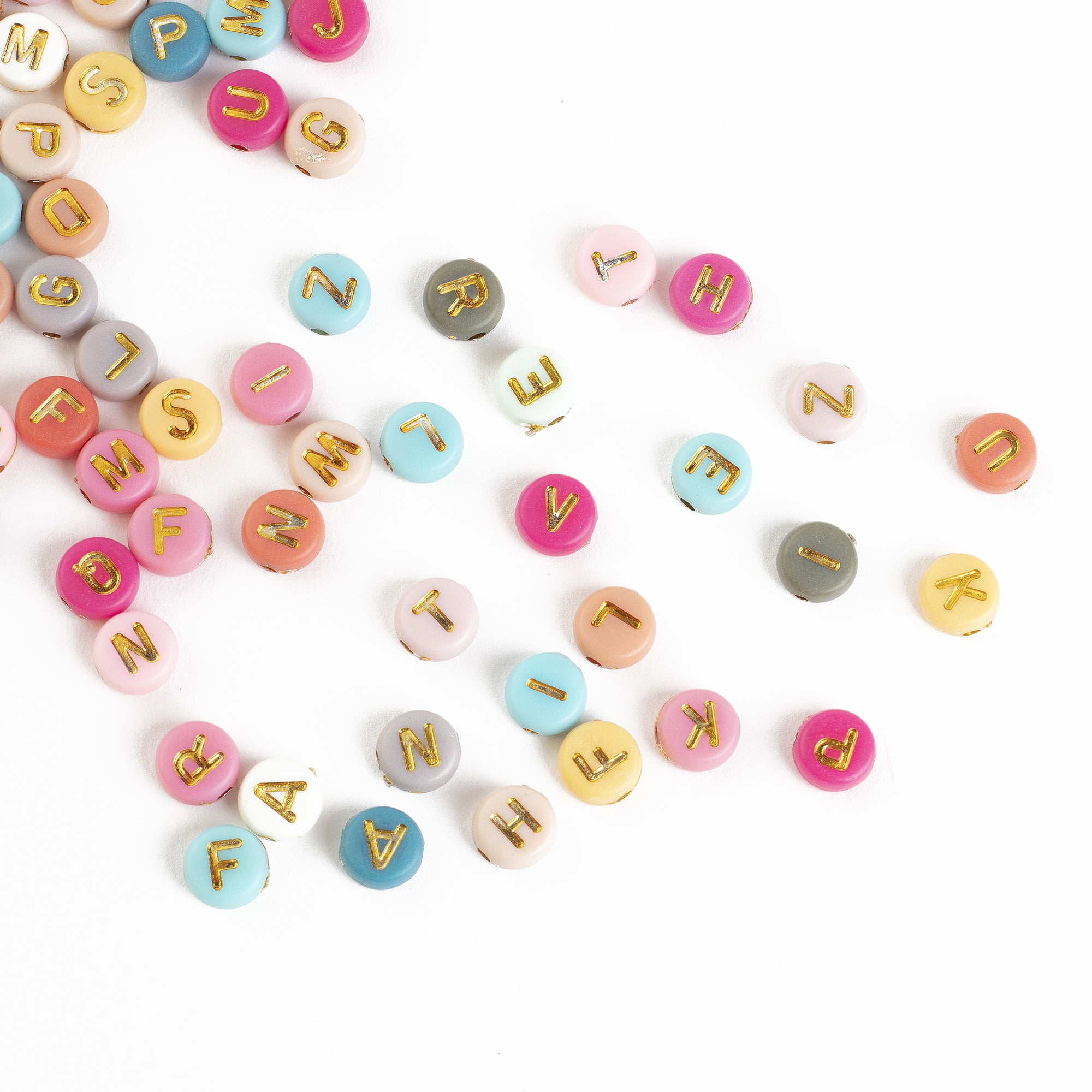 CousinDIY Round Alphabet Bead Mix for Jewelry Making and Crafting (Pink, 4.9 oz) fb7h8
