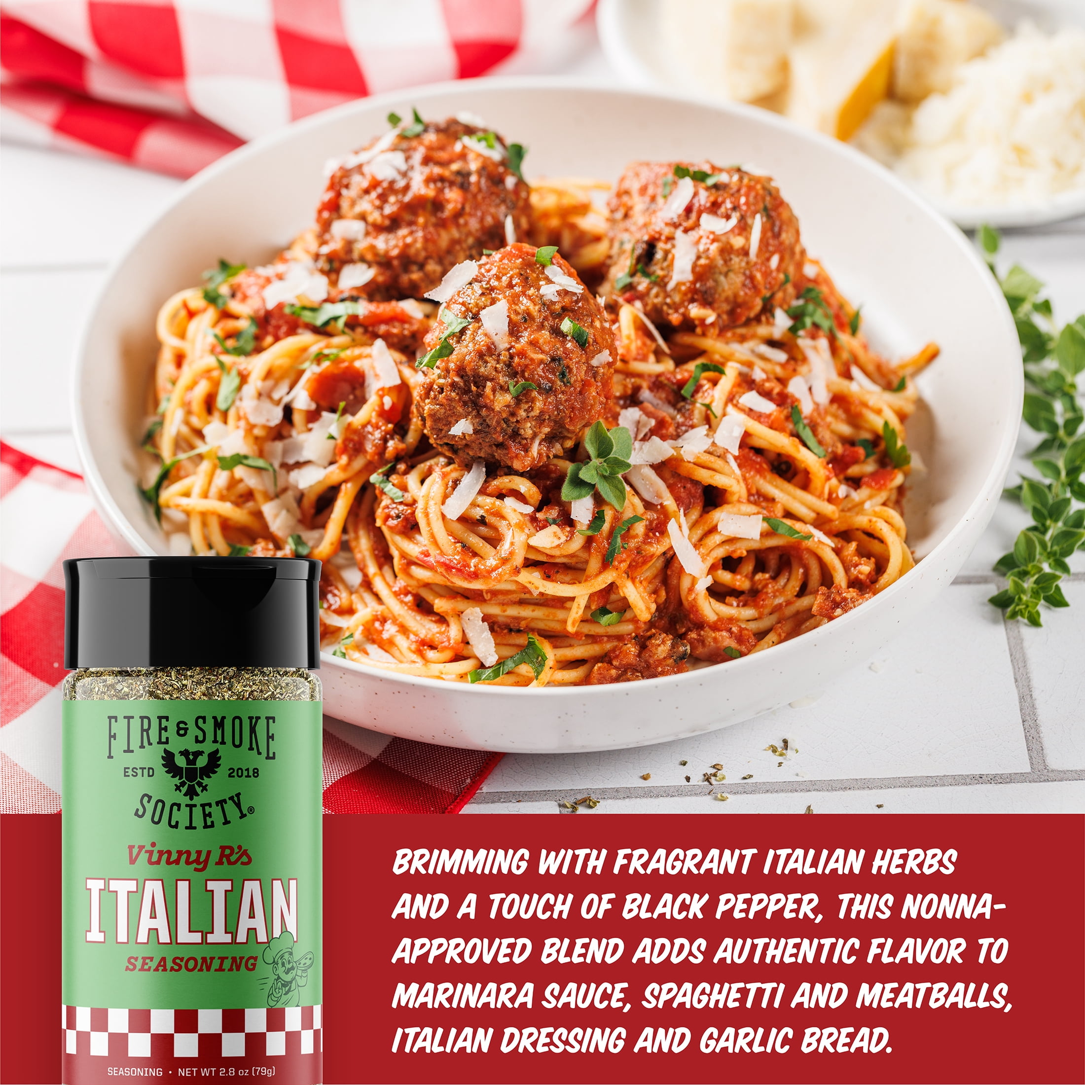Fire & Smoke Society Vinny R's Italian Seasoning Blend, Salt-Free Herb Mix (2.8 oz) 3qrci