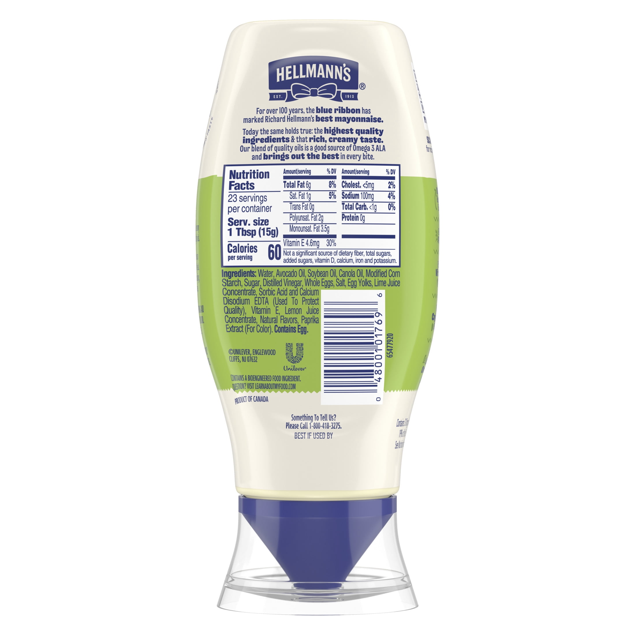Hellmann's Avocado Oil Mayonnaise Dressing, Creamy Condiment for Sandwiches and Salads (11.5 fl oz) 6lnlf