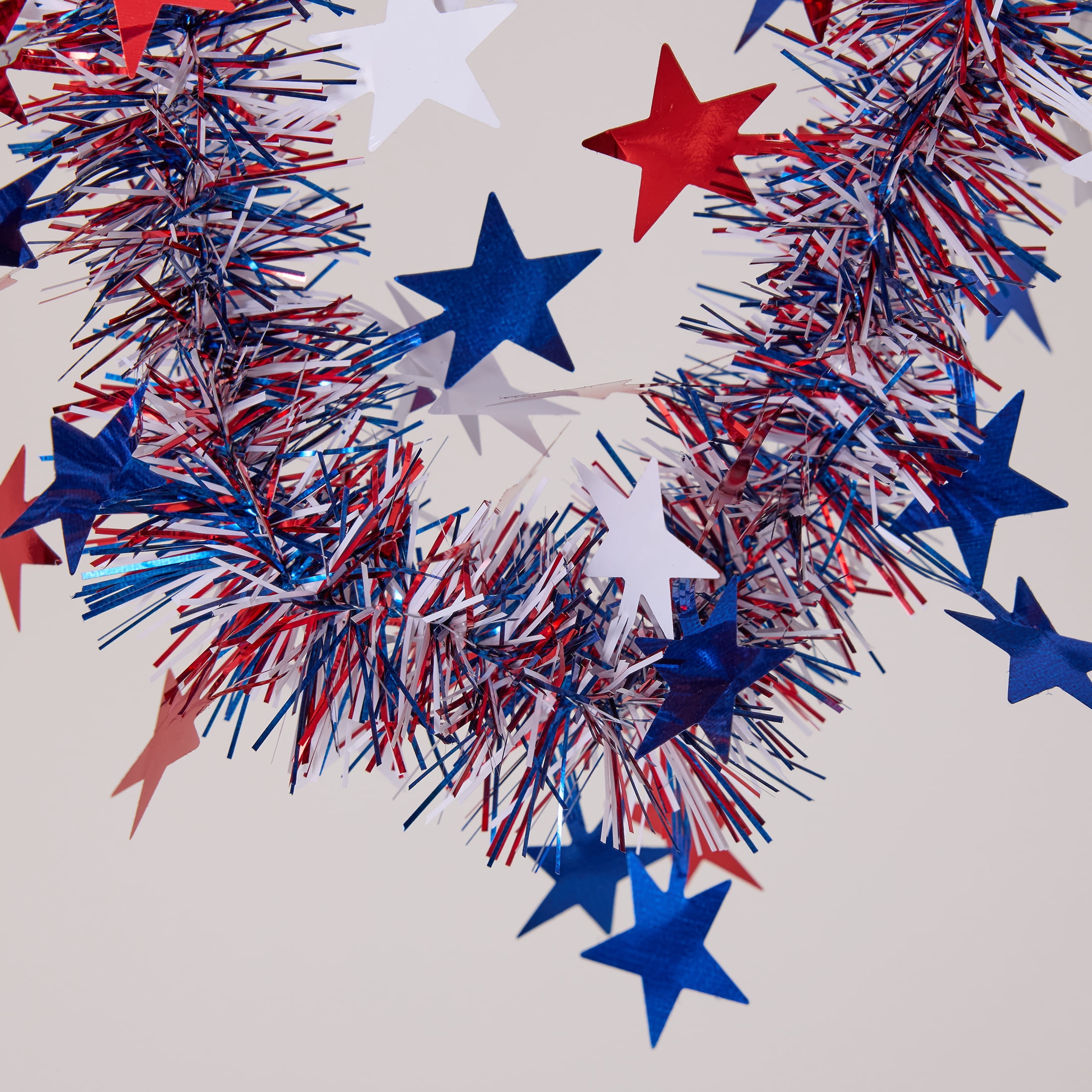 DR.Planzen Patriotic Tinsel Garland for Independence Day Decoration (Red White Blue, 3 Pack 9 ft) uue0t