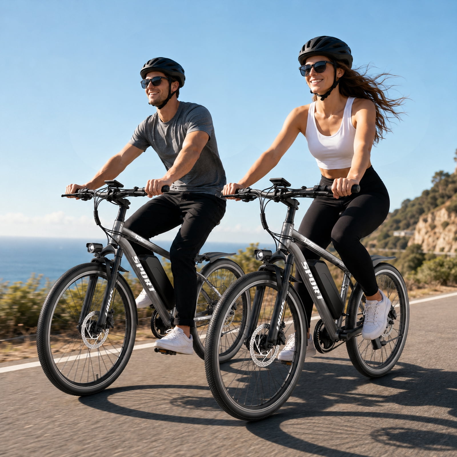 ASKGO G26 Electric Bike for Adults, 750W Motor, 28MPH E-Bike, 7-Speed, Front Suspension (Black, 26 in) 1qvxh