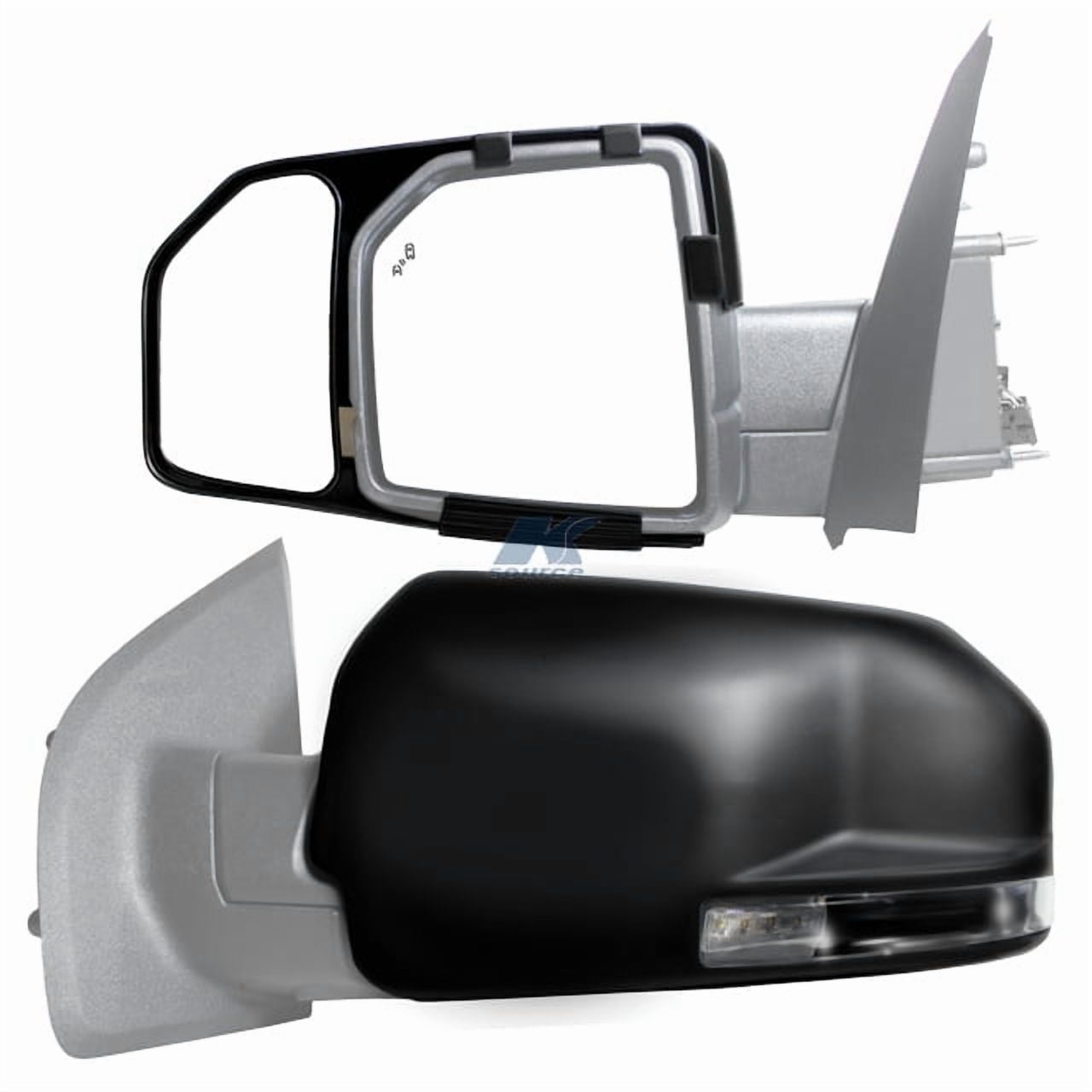 K-Source Snap-On Towing Mirrors for Ford F150 (Black, 2-Piece Set) j46wd