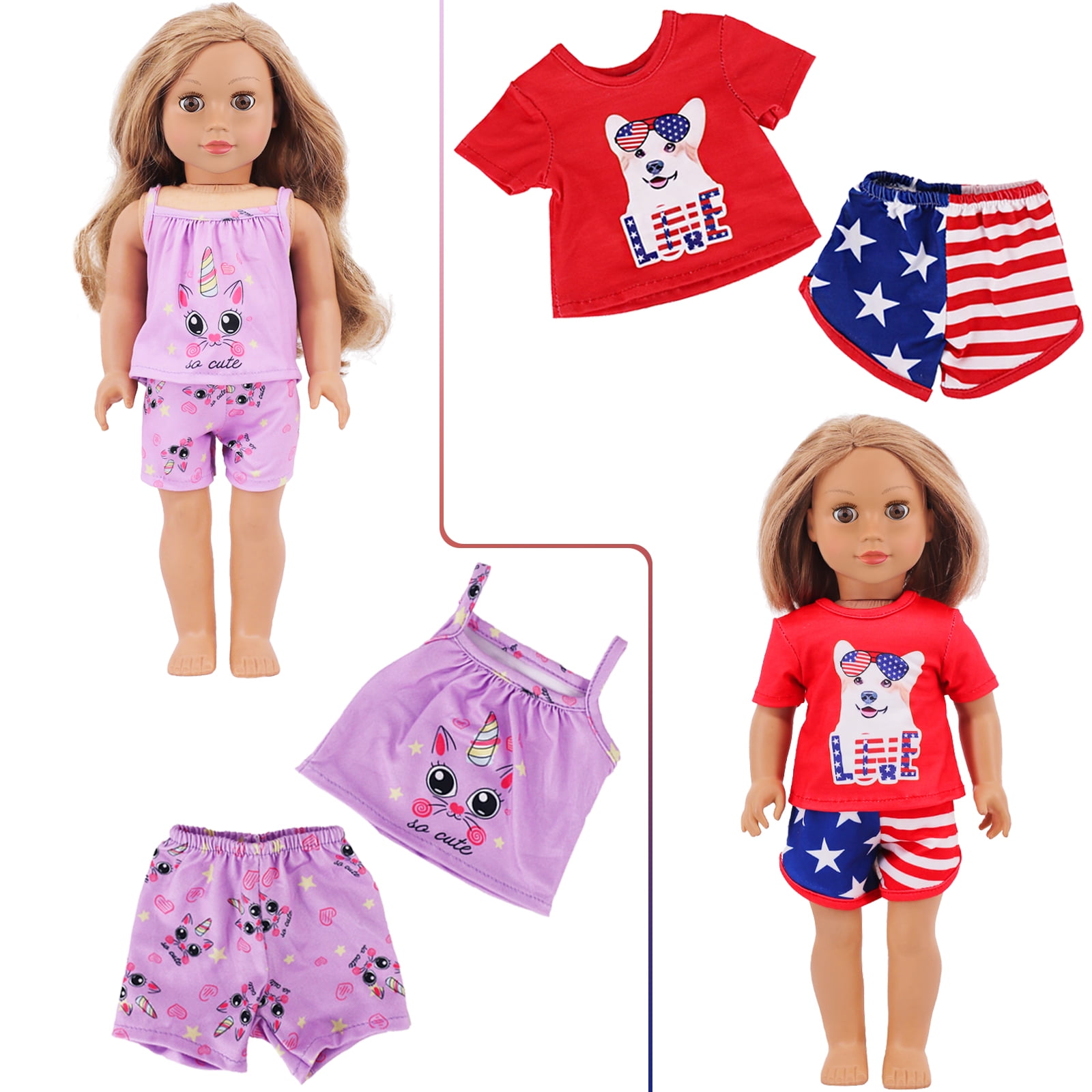 K.T. Fancy 18 Inch Doll Clothes and Accessories Set, Variety Outfits for 18-inch Dolls (10 Sets) 3jutr