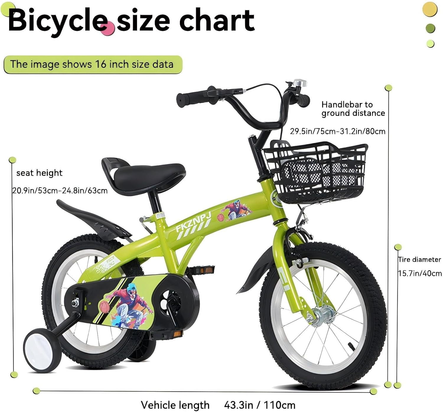 Ambifirner Kids Bicycle for Girls with Training Wheels and Basket (Green, 16 in) hca75