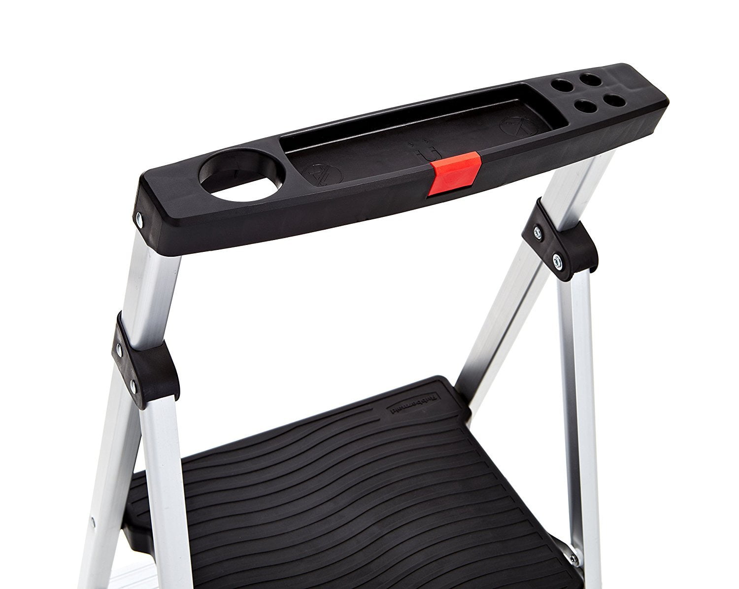Rubbermaid 2-Step Lightweight Aluminum Step Stool with Project Top (Silver, 40.75 in) hf8ia